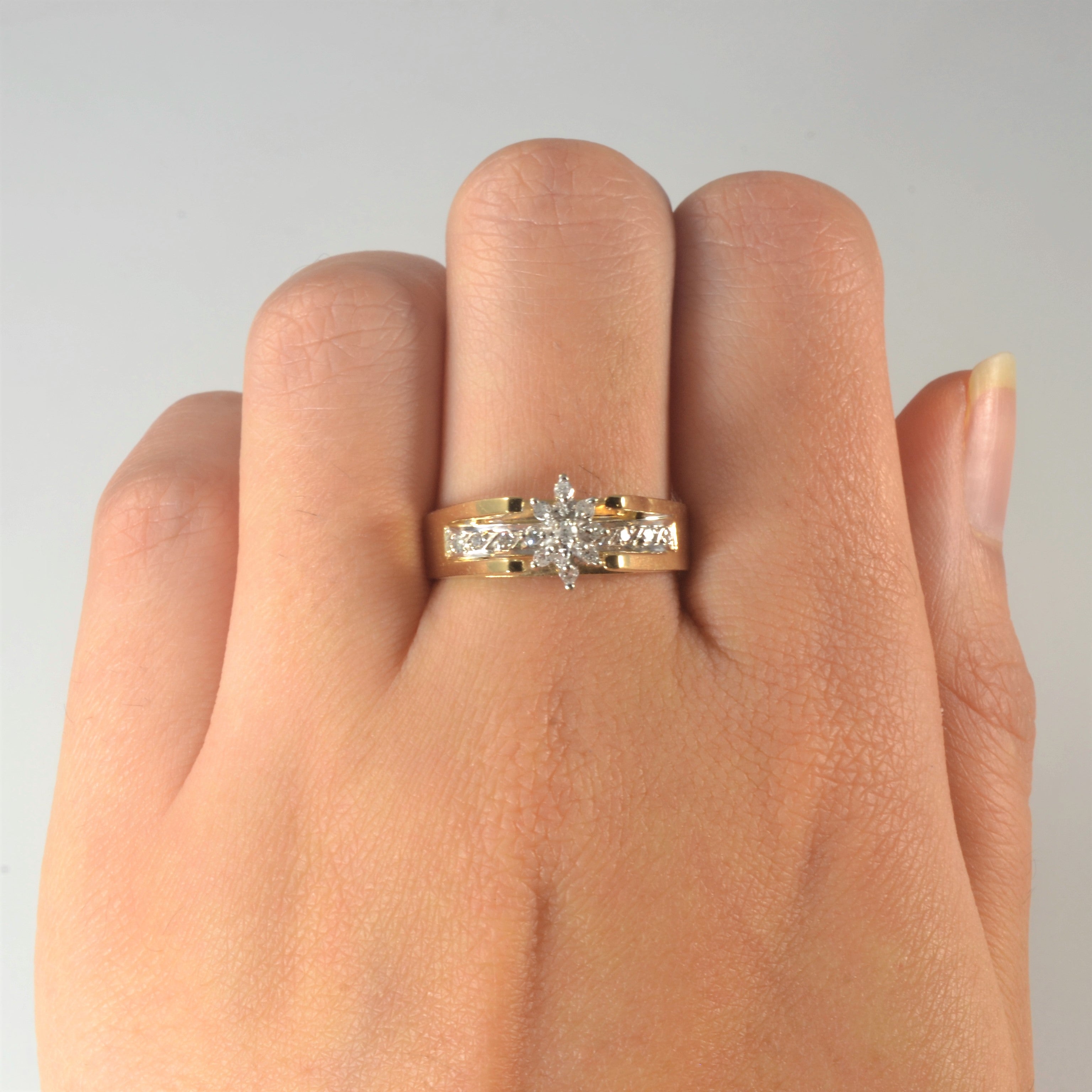 High Set Cluster Diamond Ring | 0.18ctw | SZ 9 |