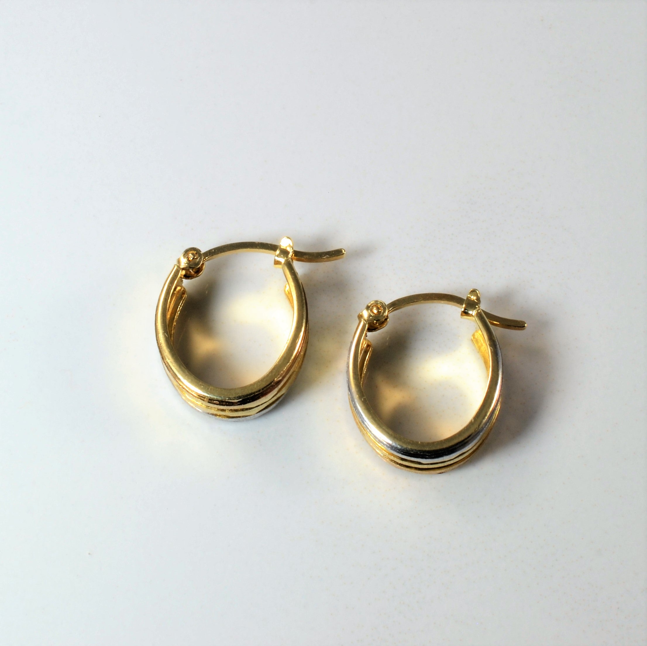 Tri Tone Gold Huggie Earrings |
