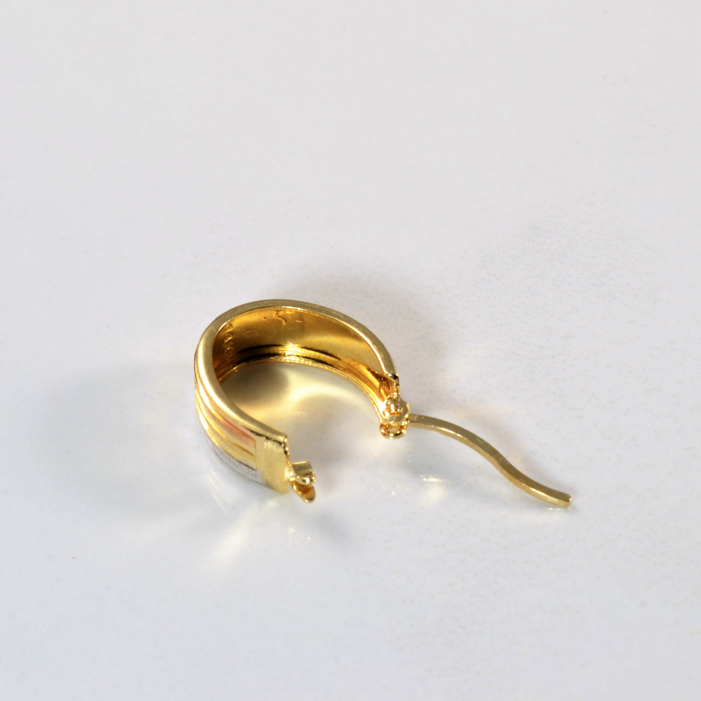 Tri Tone Gold Huggie Earrings |