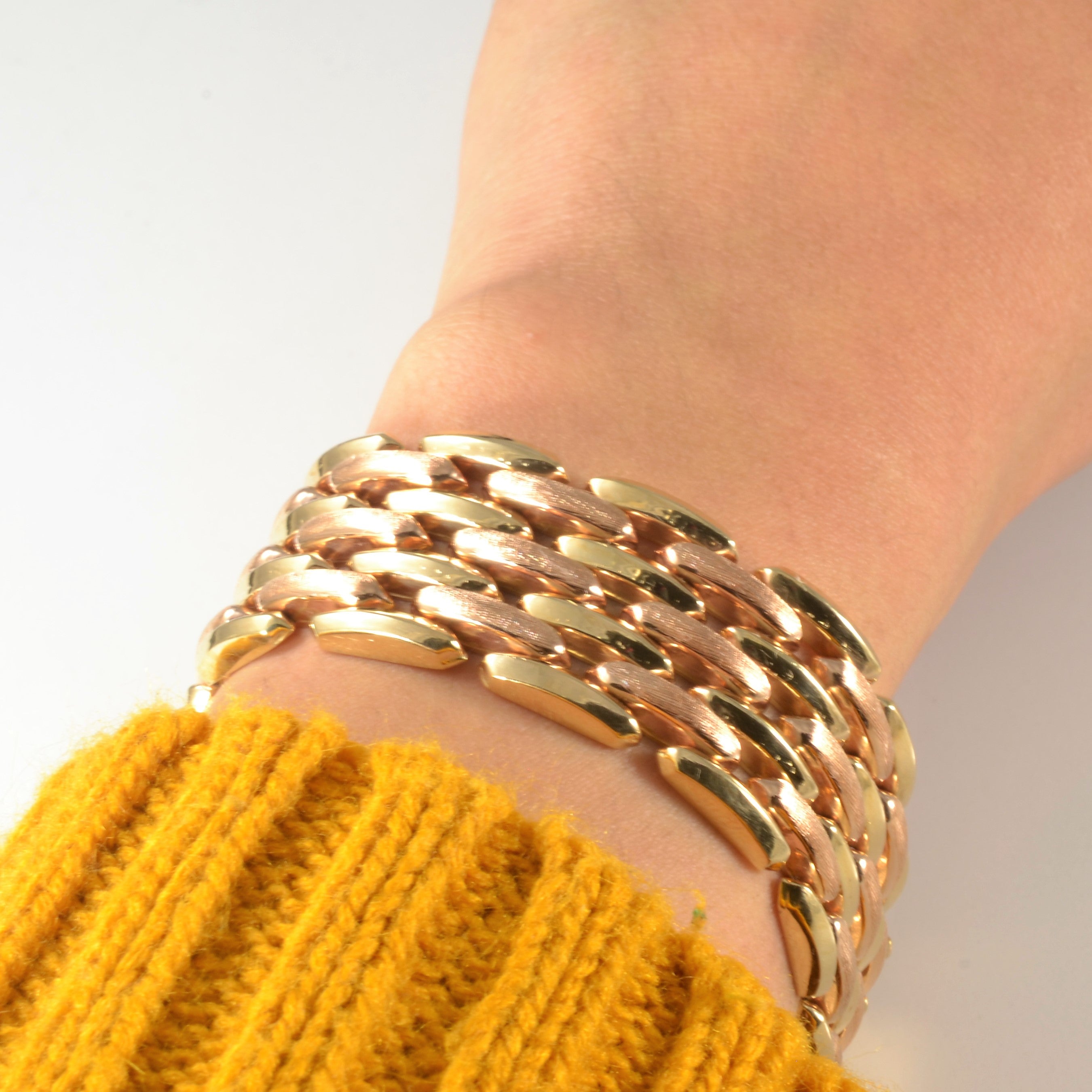 14k Two Tone Gold Panther Chain Bracelet | 7.5" |