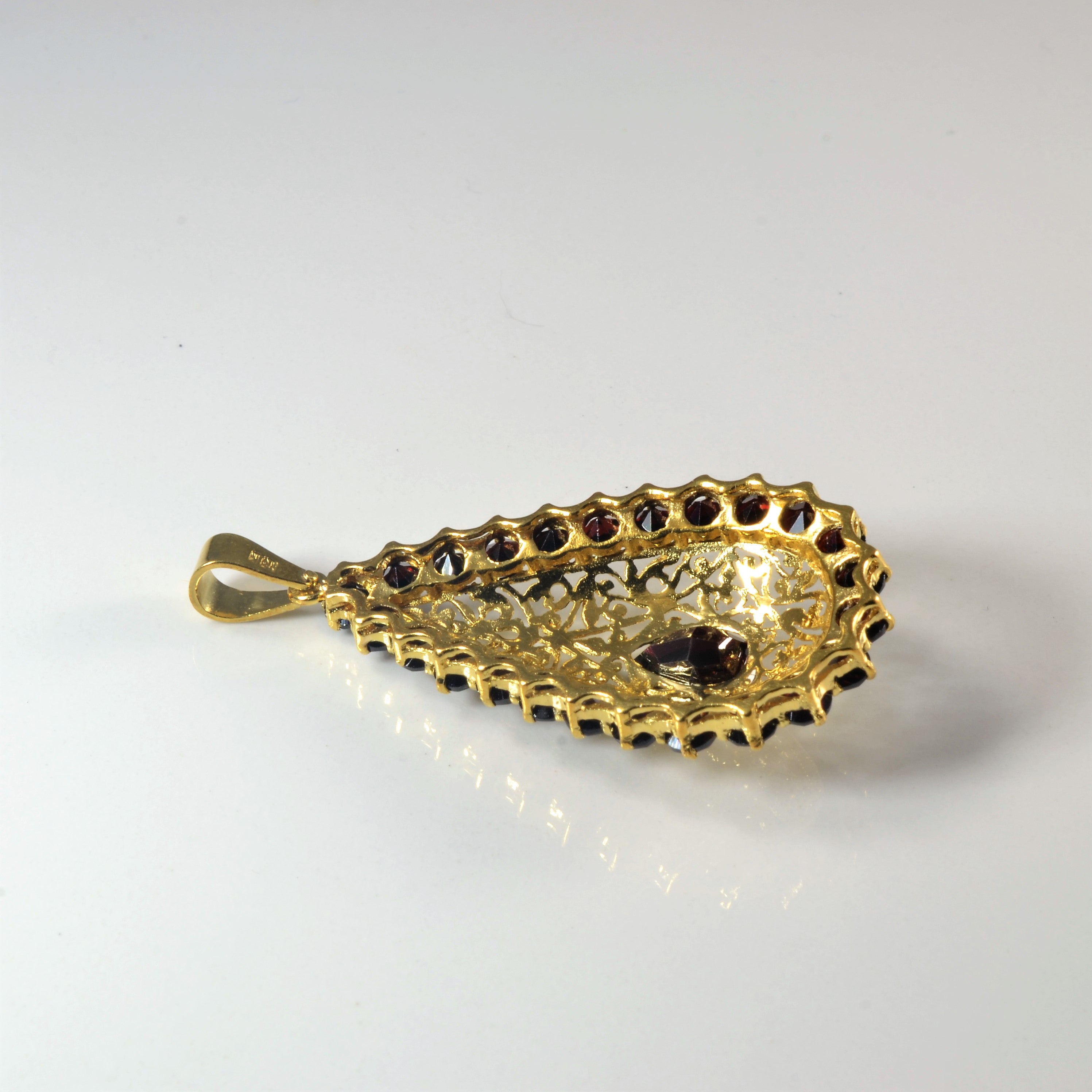 Filigree Garnet Drop Pendant | 6.55ctw |