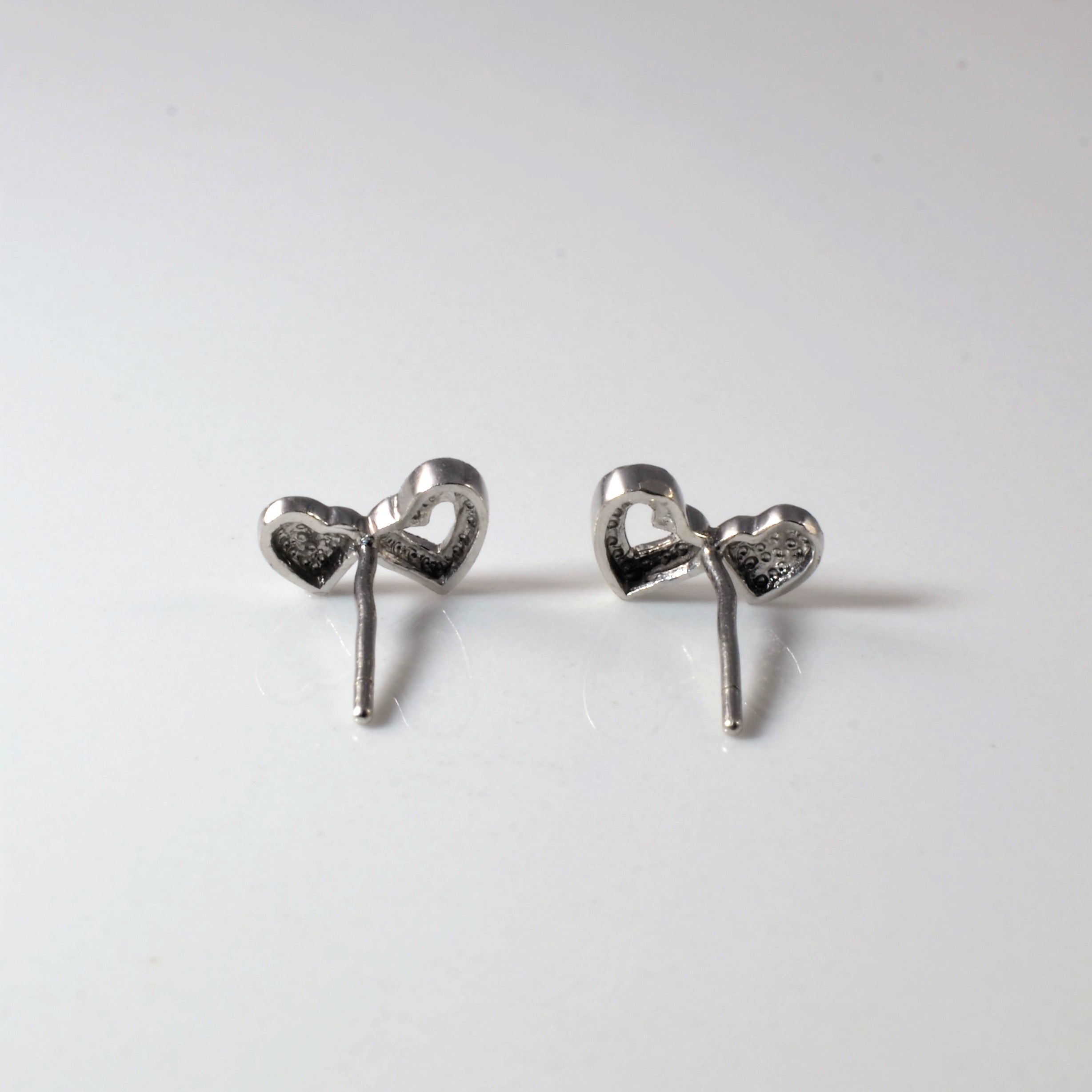 Platinum Double Heart Stud Earrings |