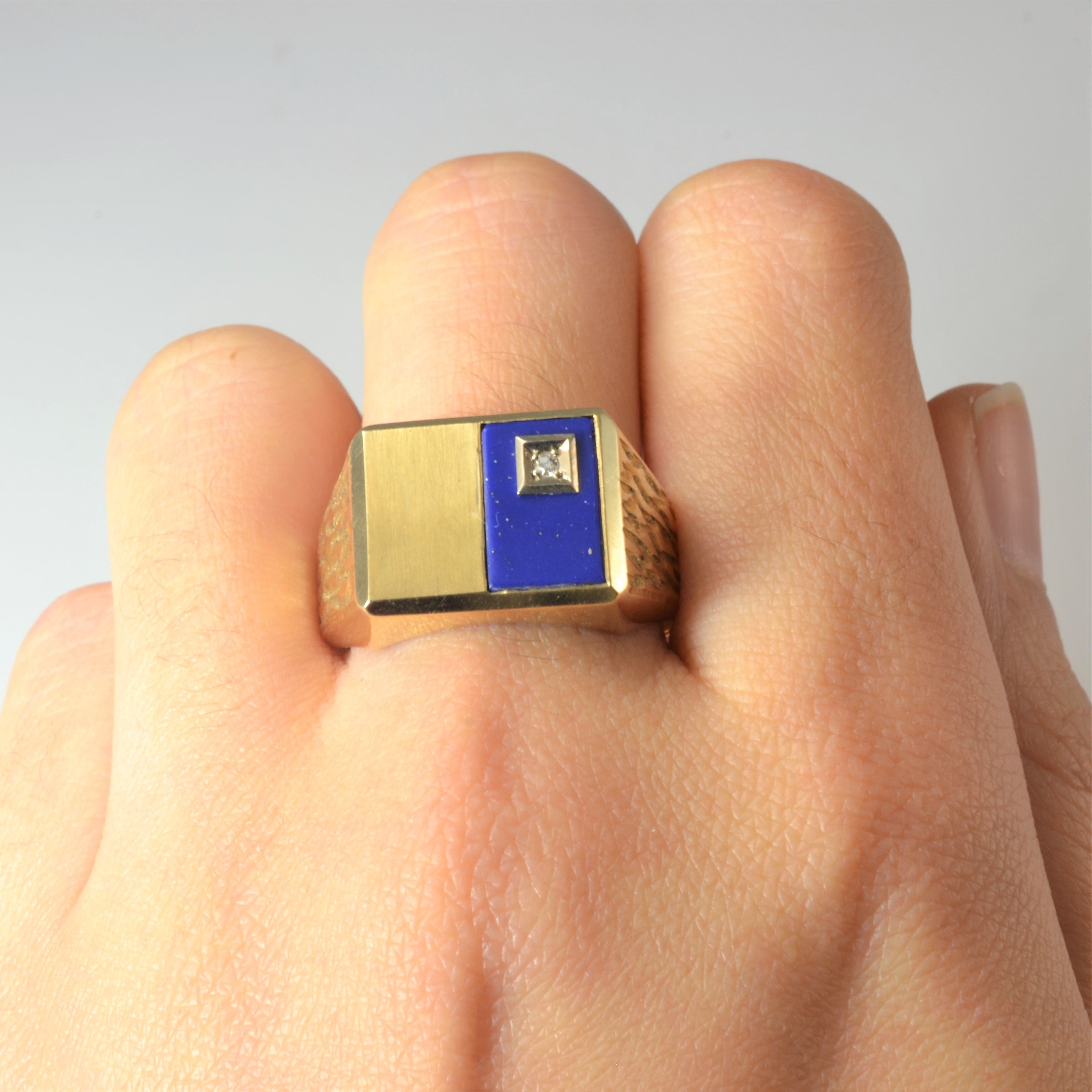 Lapis Lazuli Signet Ring | 1.00ct, 0.01ct | SZ 12.5 |