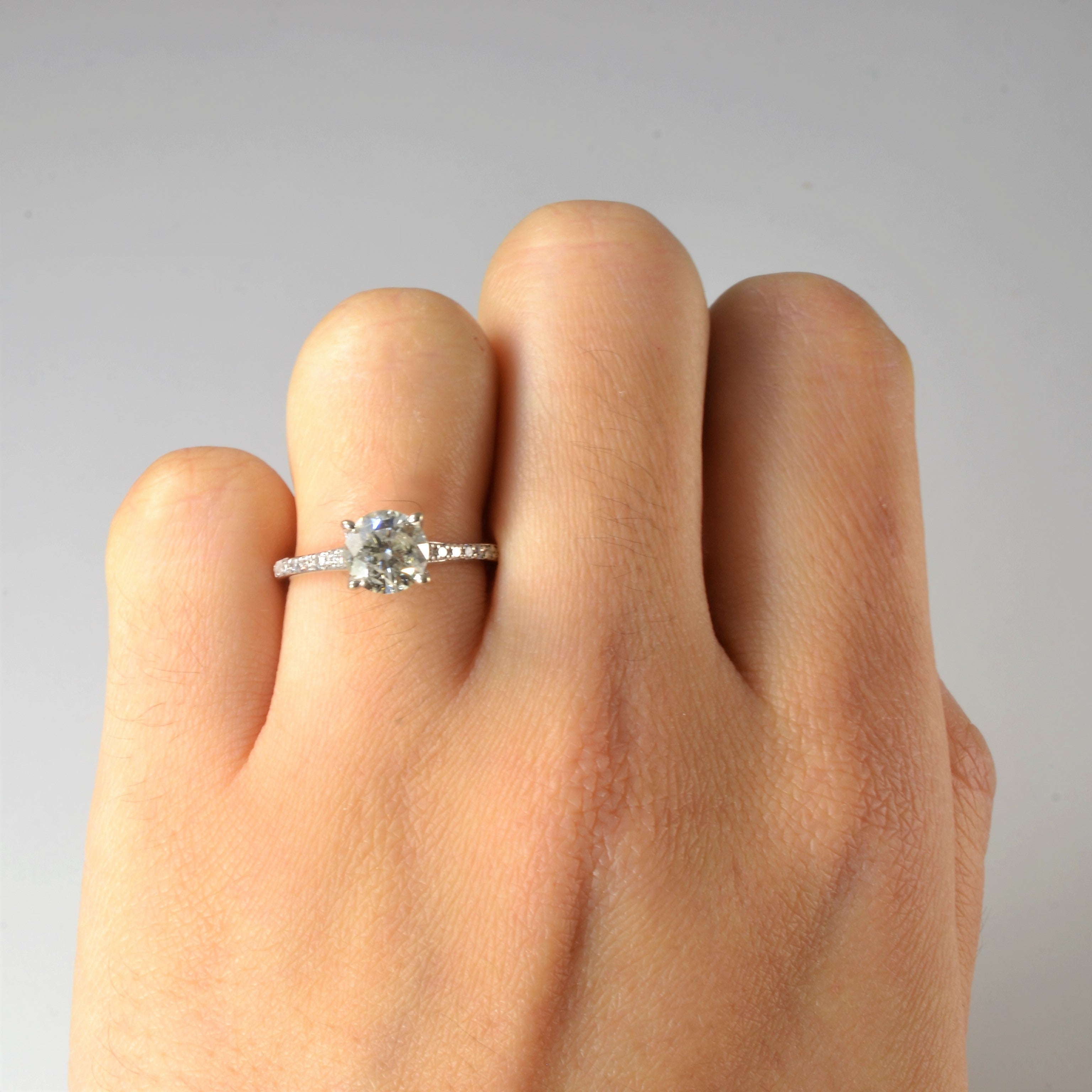 Pave Band Diamond Engagement Ring | 1.22ctw | SZ 5.25 |