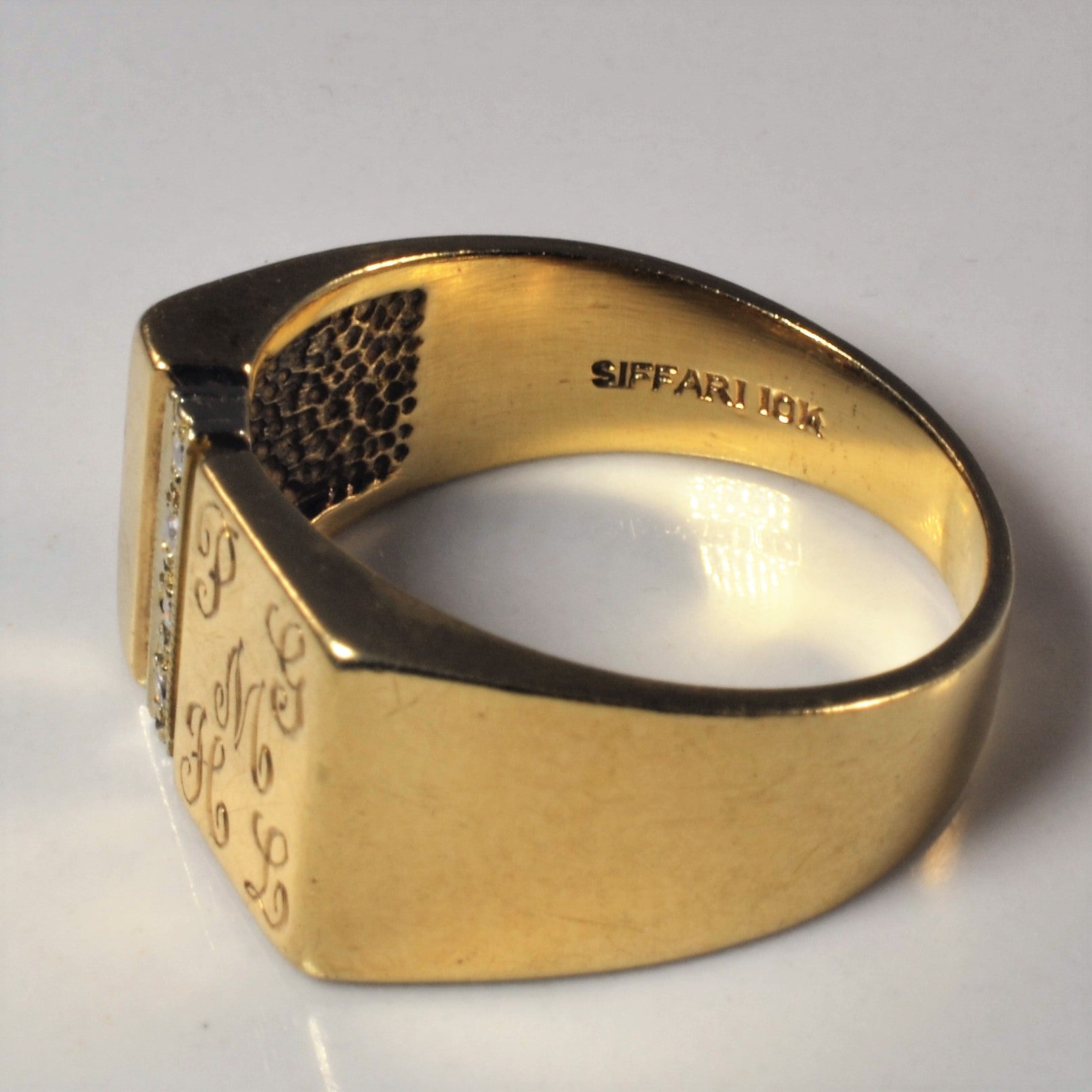 Engraved PGMHL Initial Signet Ring | 0.06ctw | SZ 7.75 |