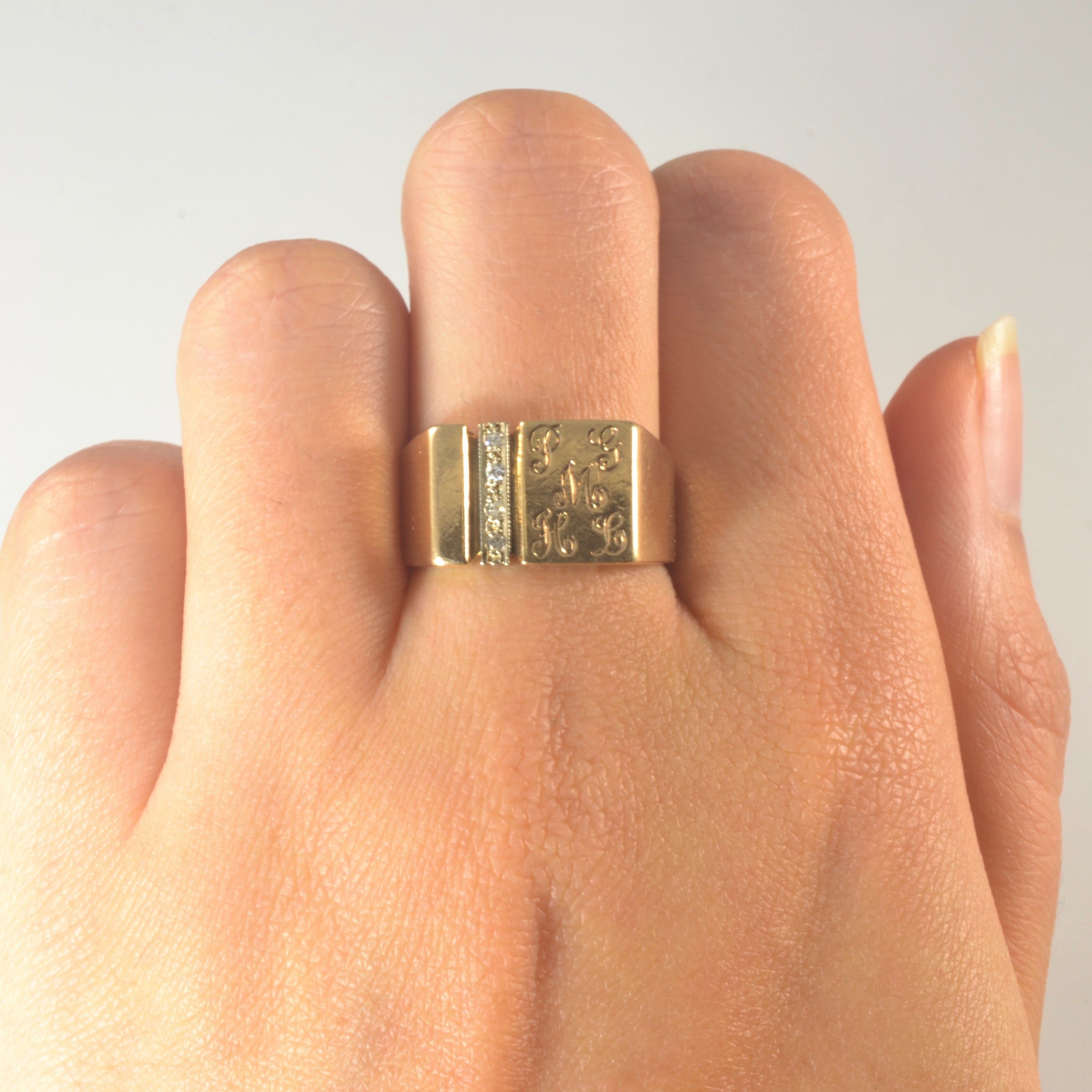 Engraved PGMHL Initial Signet Ring | 0.06ctw | SZ 7.75 |