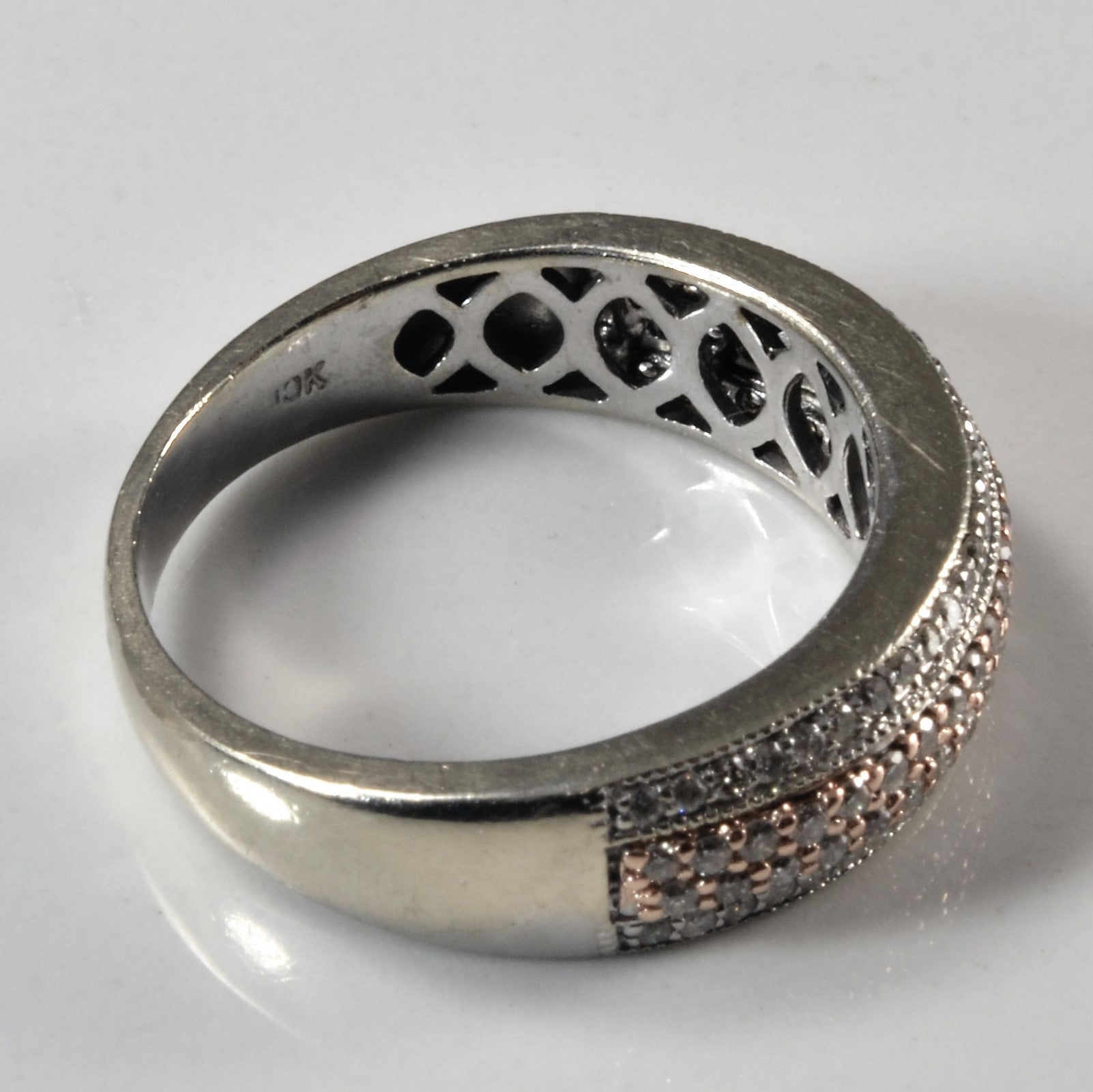 Two Tone Pave Diamond Milgrain Ring | 0.50ctw | SZ 8 |
