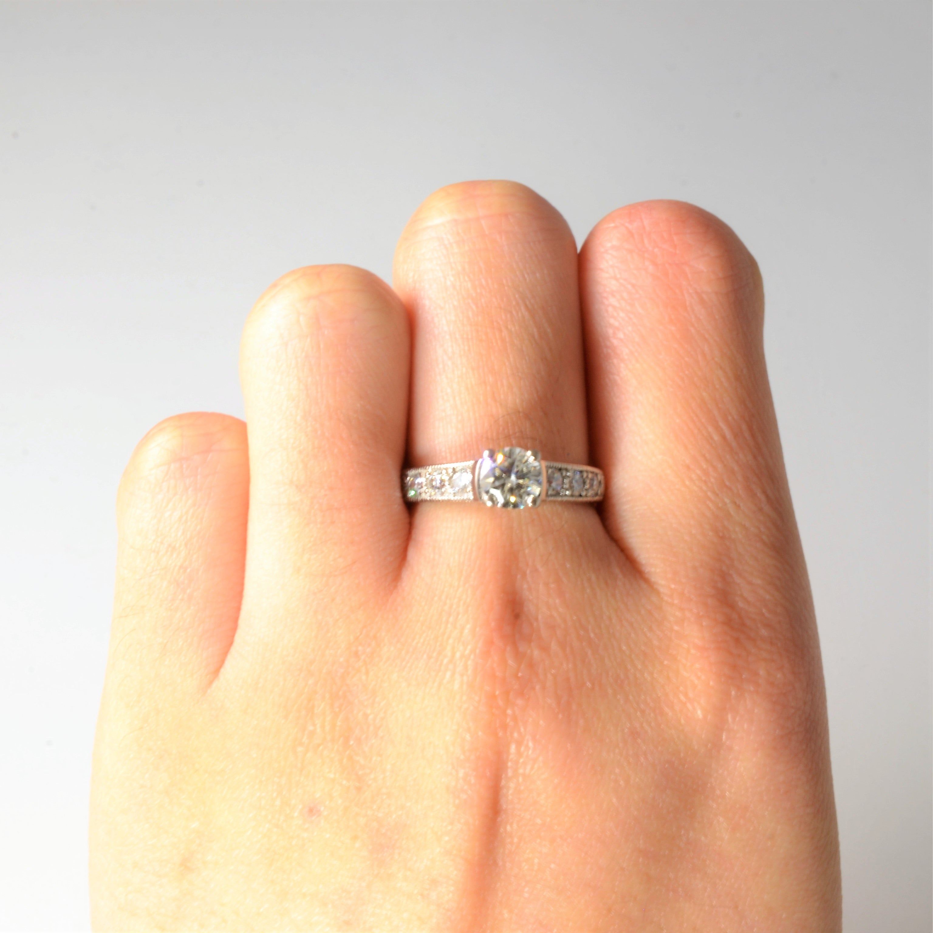 Milgrain Detailed Diamond Engagement Ring | 0.98ctw | SZ 6.5 |