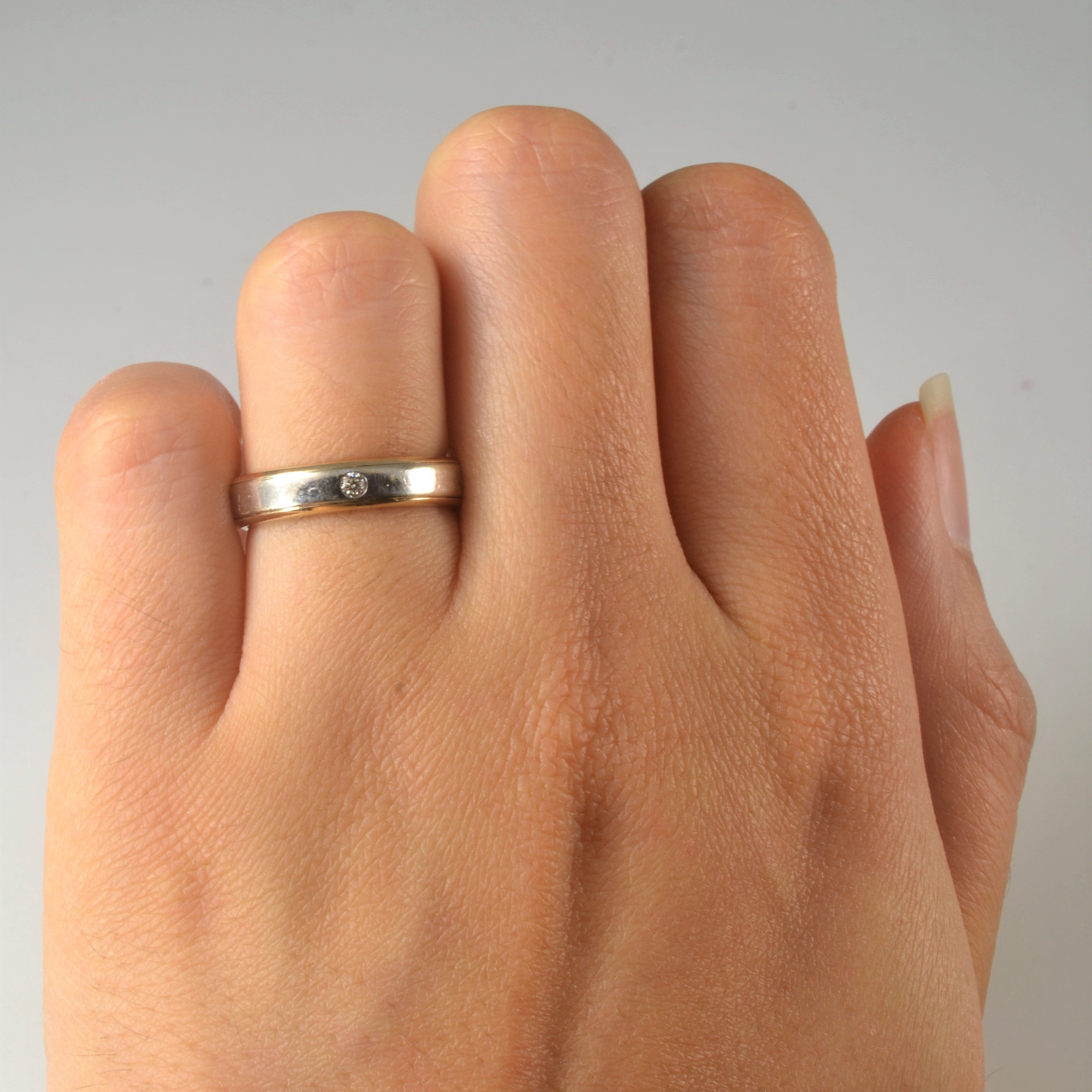 Two Tone Flush Set Diamond Band | 0.04ct | SZ 5.25 |