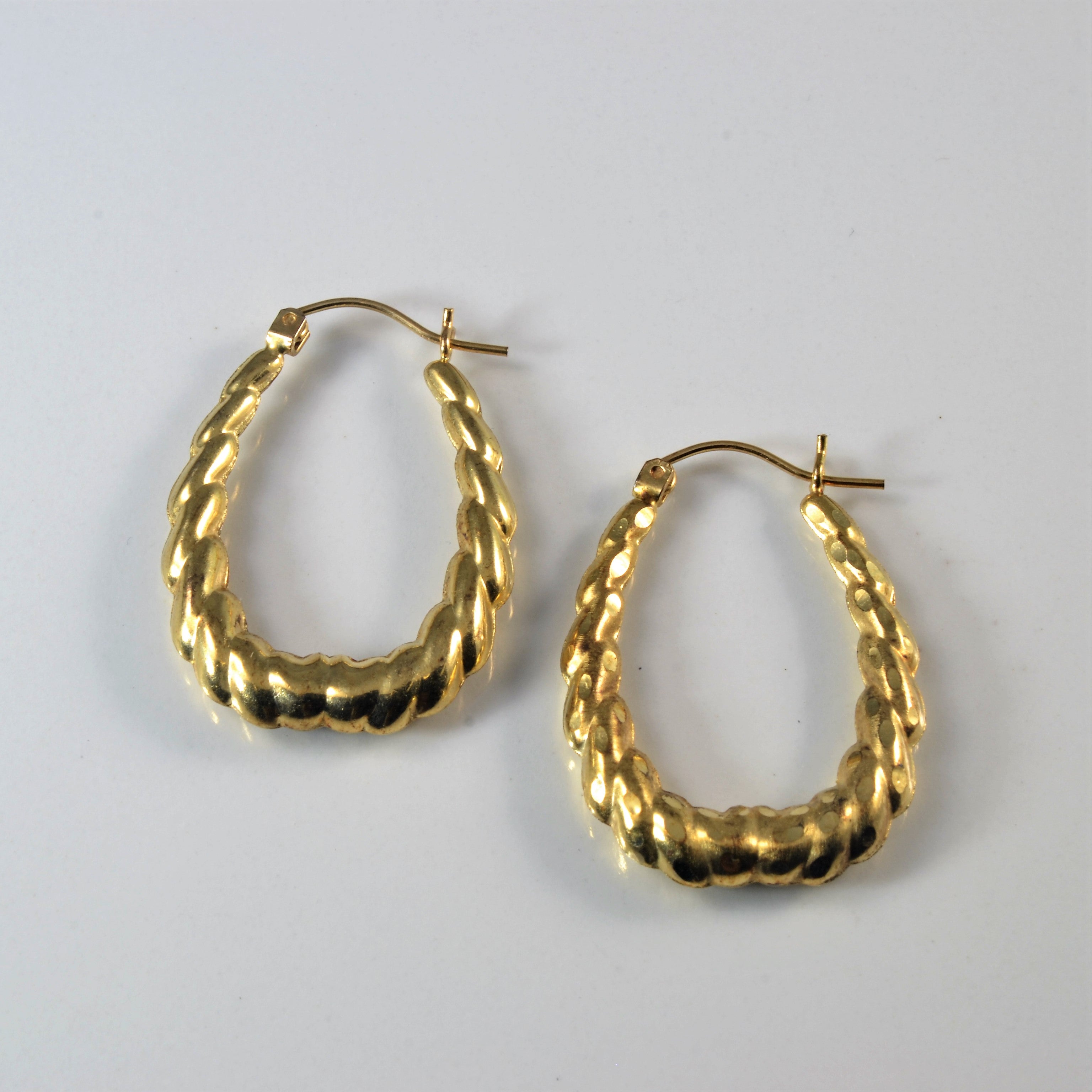 Textured Pear Shape Hoop Earrings |