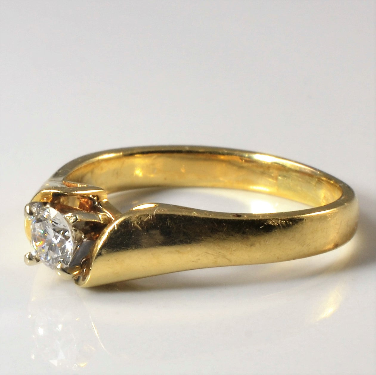 Solitaire Diamond Bypass Ring | 0.22ct | SZ 6.75 |