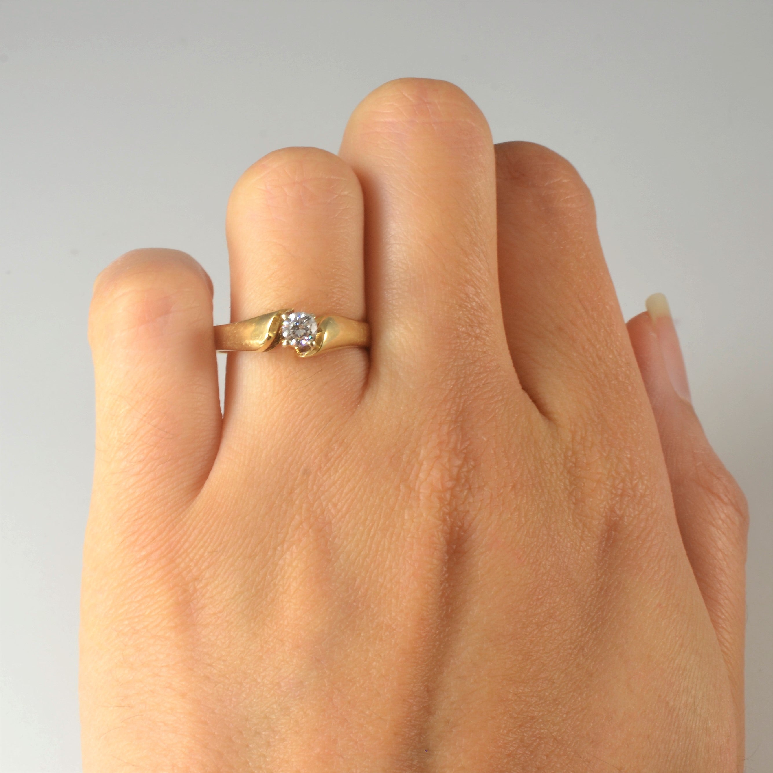 Solitaire Diamond Bypass Ring | 0.22ct | SZ 6.75 |