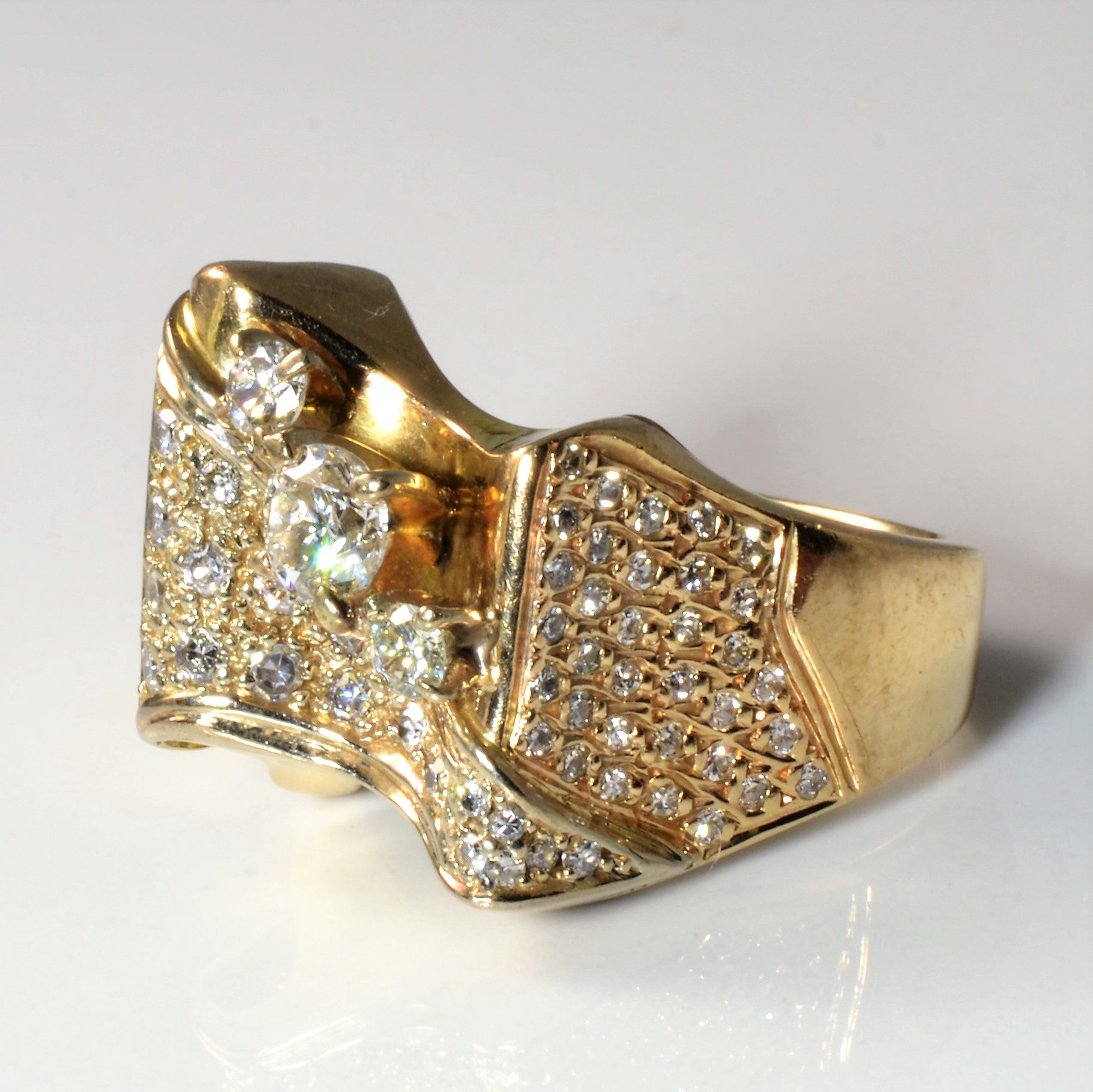 Wavy Multi Diamond Cocktail Ring | 1.01ctw | SZ 6.5 |