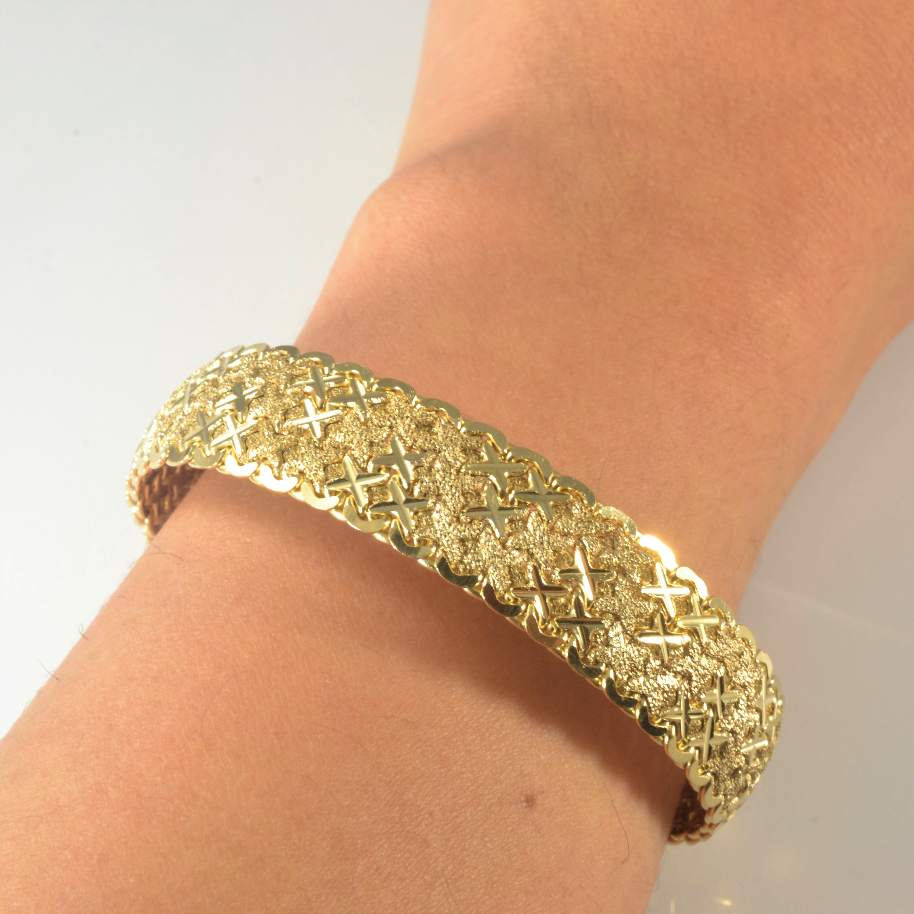 Brushed & Polished Woven Bracelet | 7.5" |