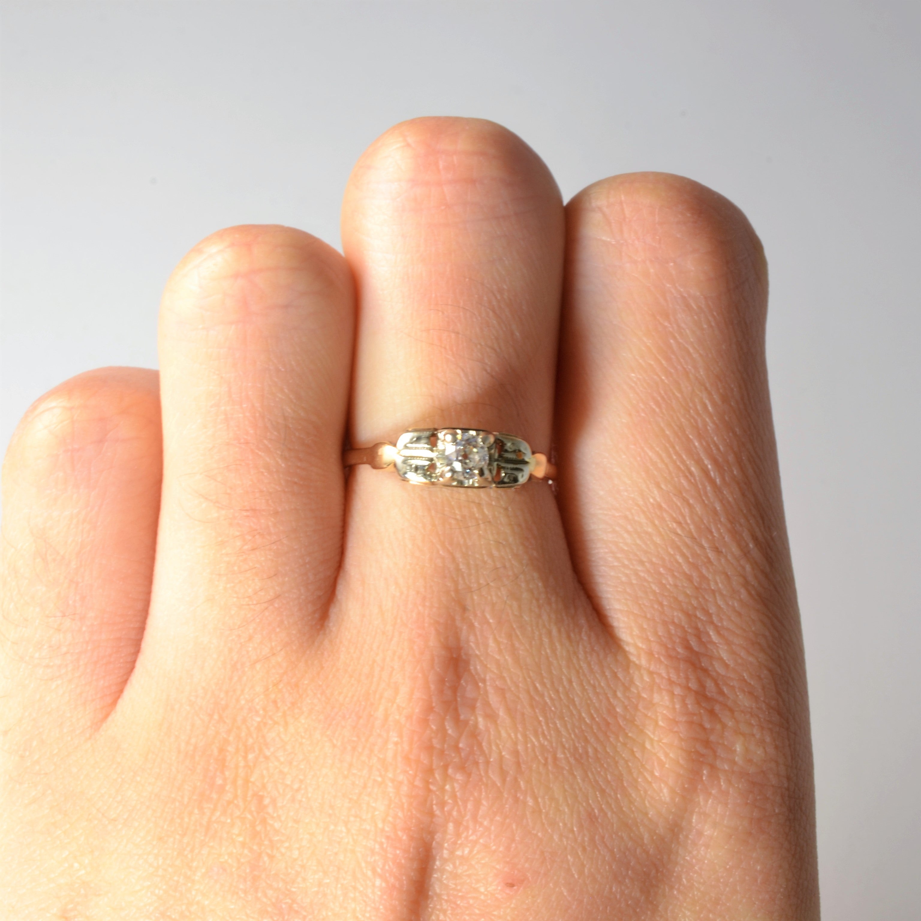 Bague solitaire en diamant Old Mine des années 1930 | 0,17 ct | Taille 6 |