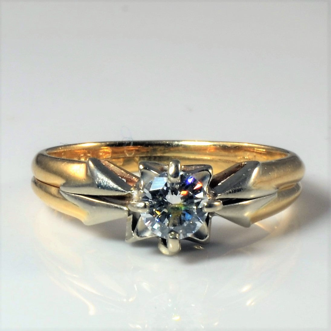 Ensemble de mariage unique en diamant solitaire | 0,30 ct | Taille 5,25 |