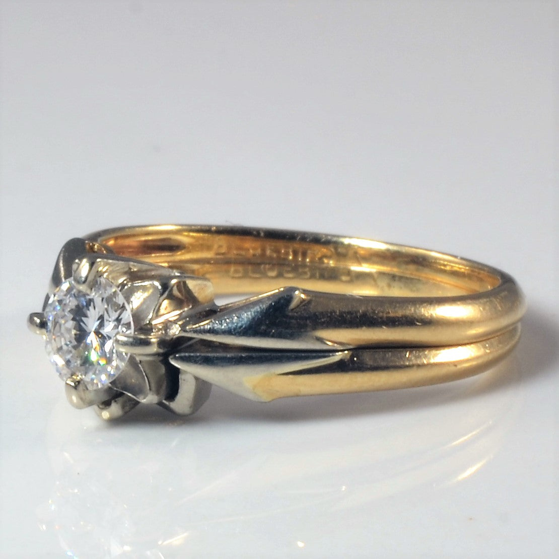 Ensemble de mariage unique en diamant solitaire | 0,30 ct | Taille 5,25 |
