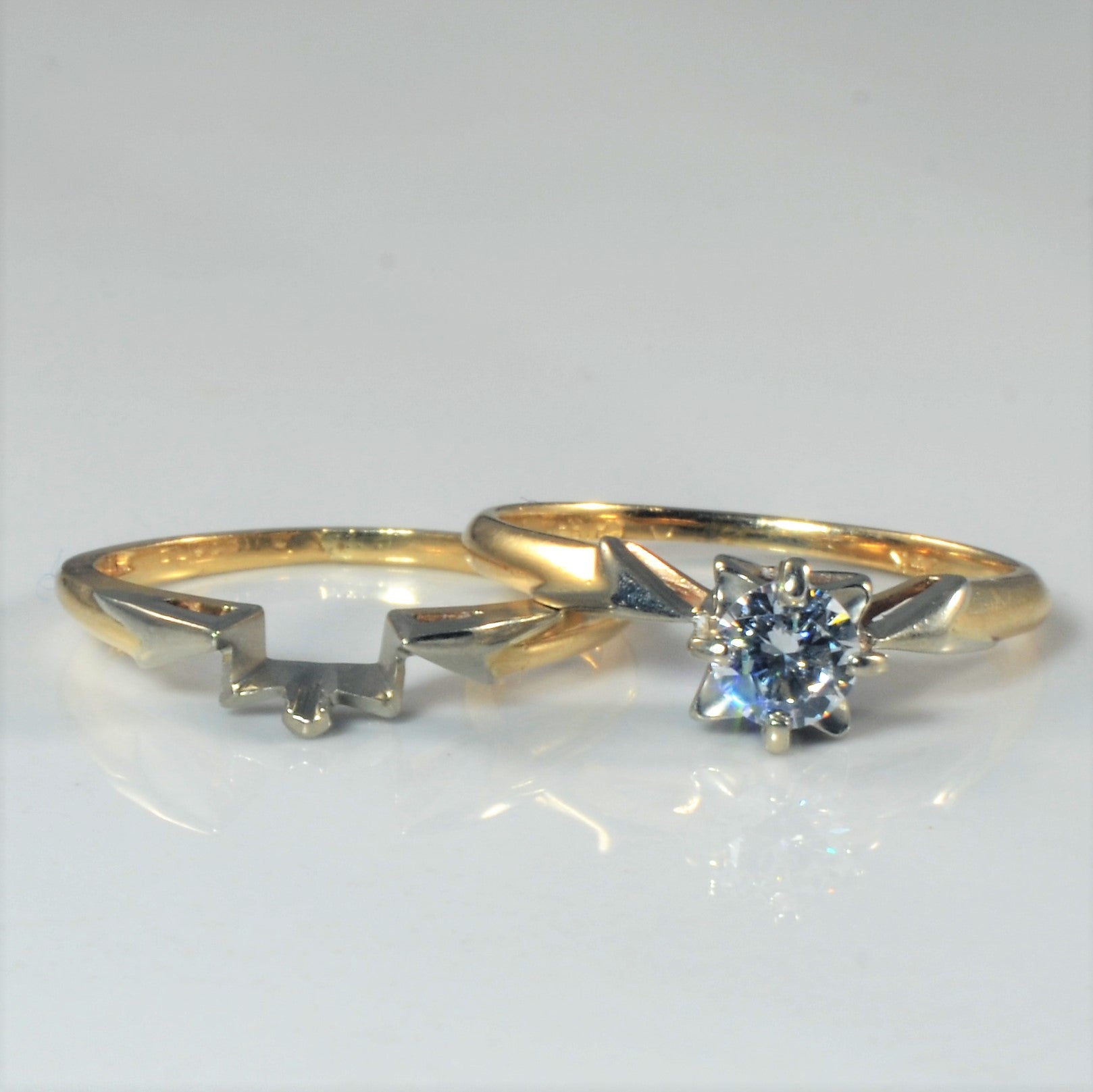 Ensemble de mariage unique en diamant solitaire | 0,30 ct | Taille 5,25 |