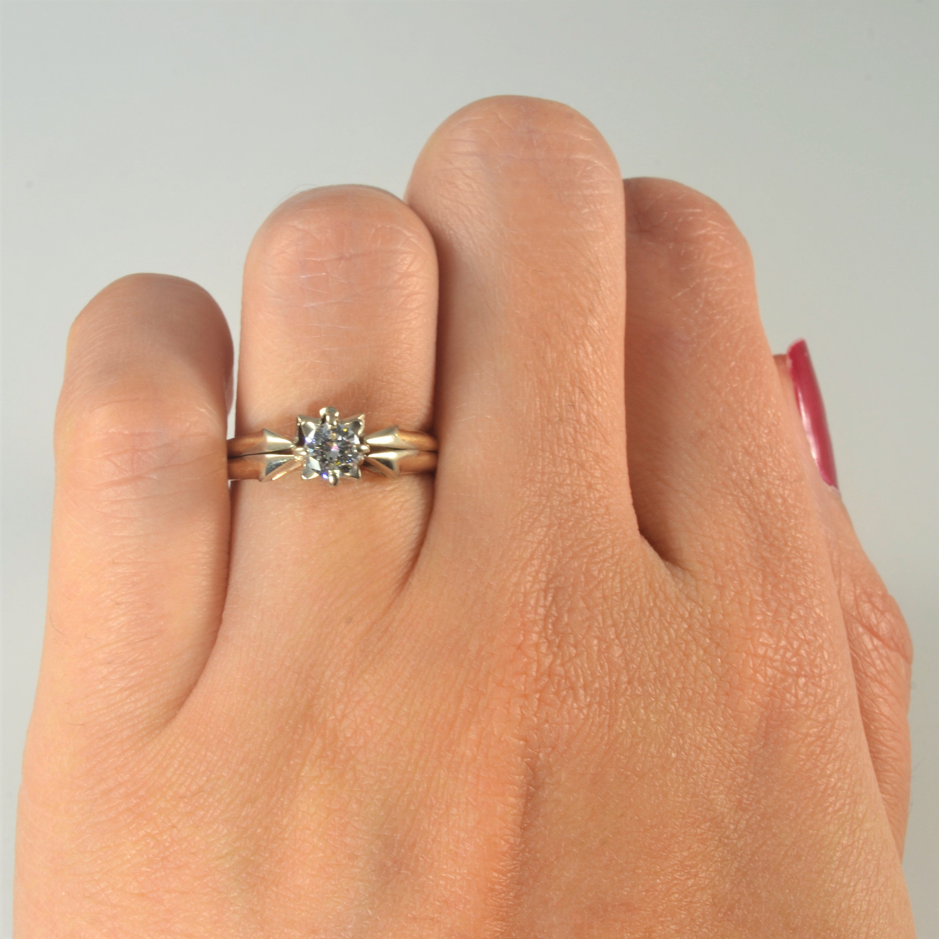 Ensemble de mariage unique en diamant solitaire | 0,30 ct | Taille 5,25 |