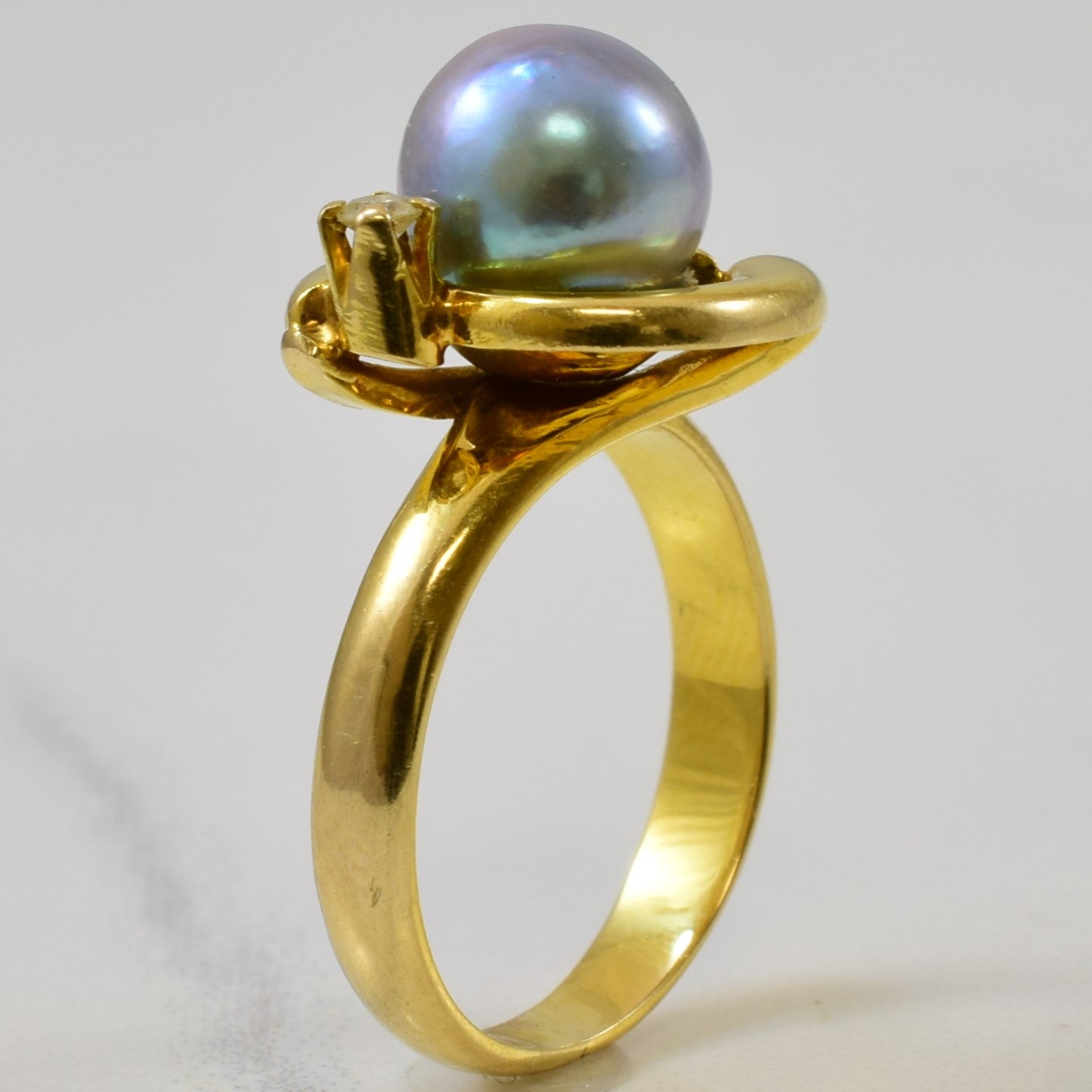 Pearl & Diamond Bypass Ring | 3.10ct, 0.03ct | SZ 4.25 |