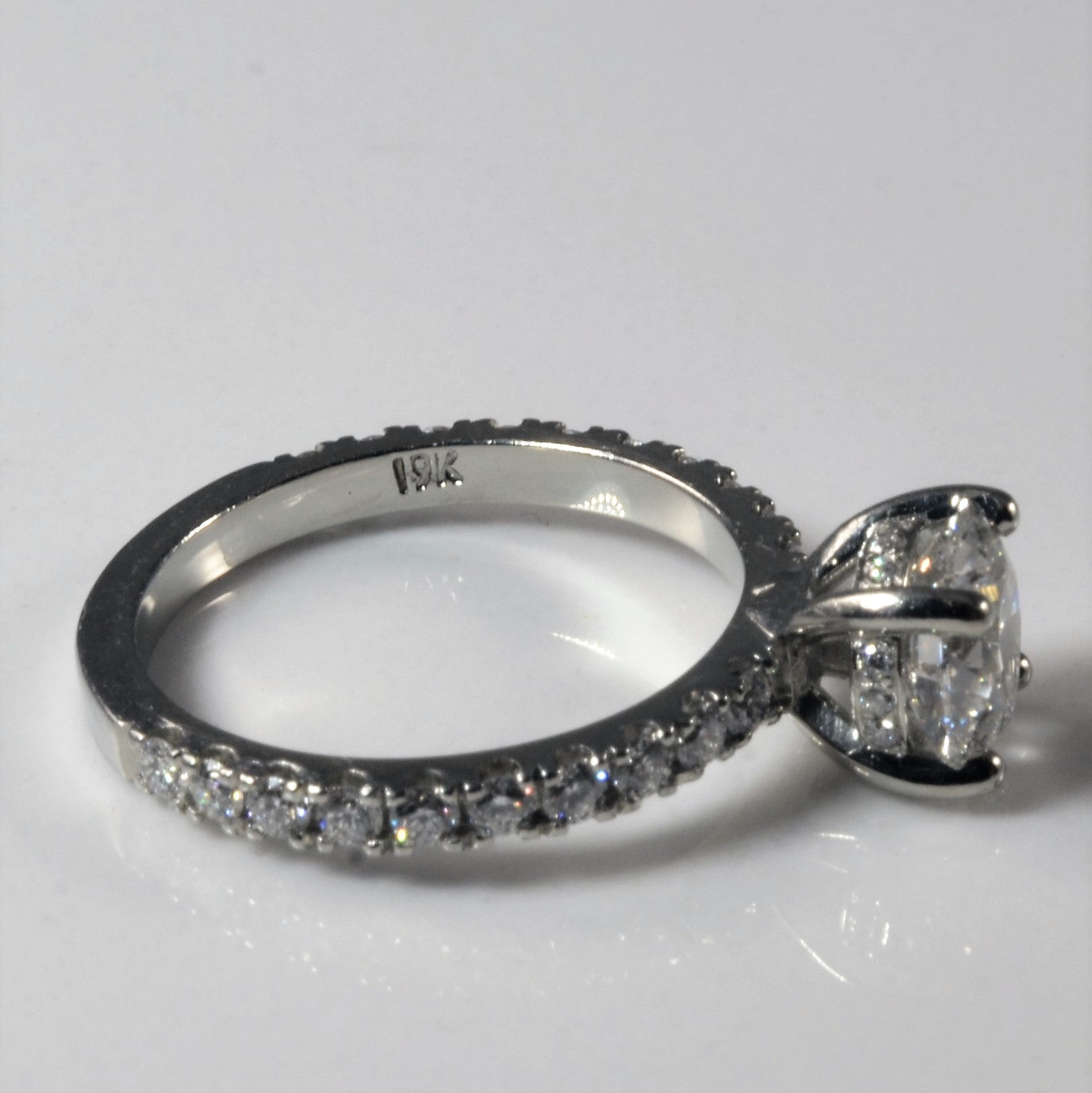Pave Band Diamond Engagement Ring | 1.35ctw | SZ 4 |