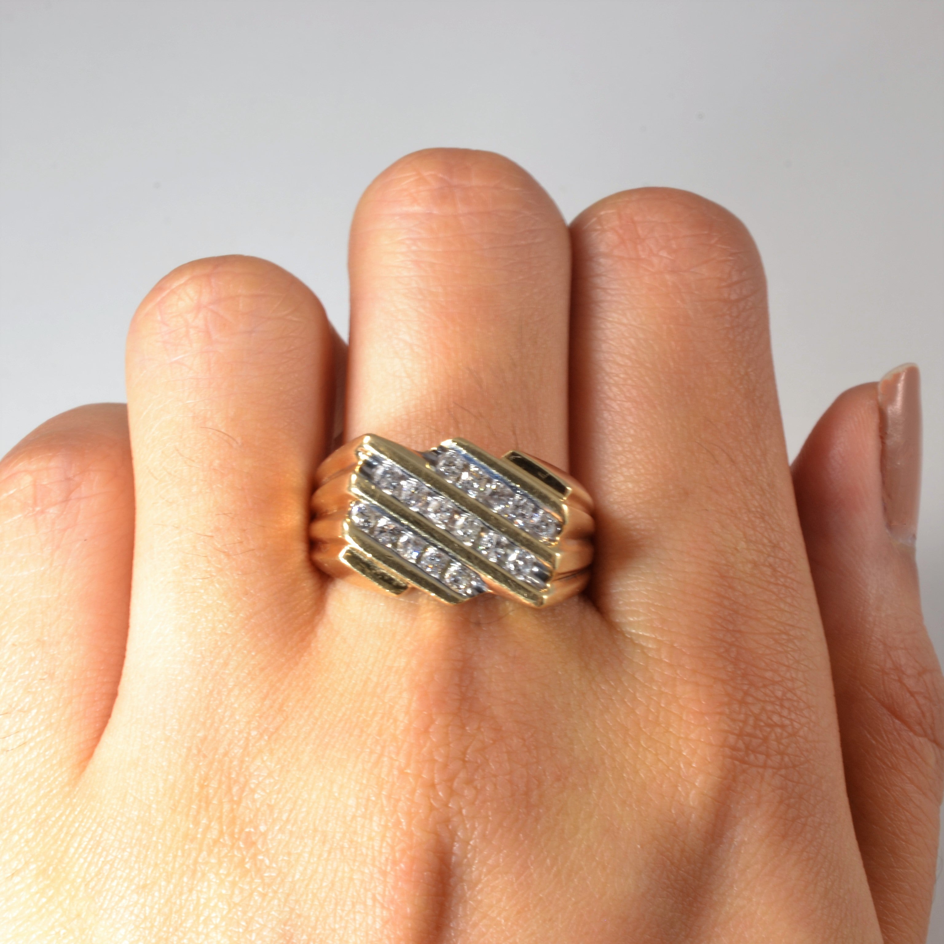 Diagonal Channel Set Diamond Ring | 0.48ctw | SZ 11.25 |