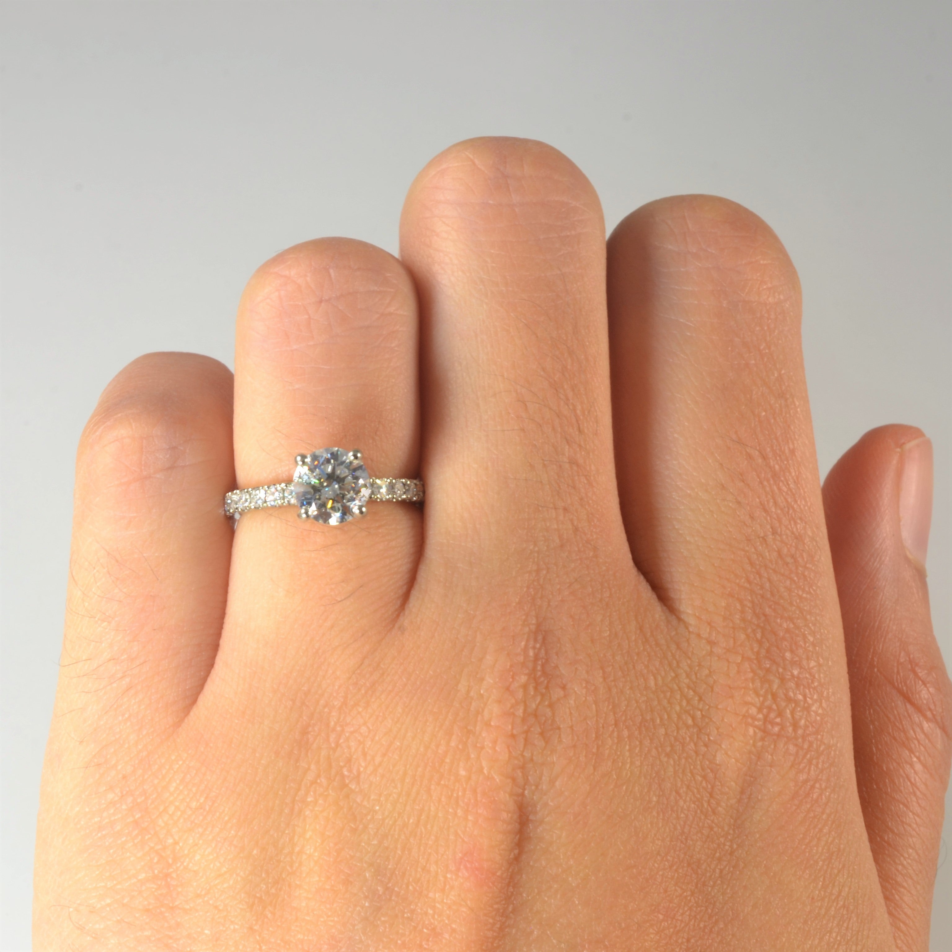 Pave Band Diamond Engagement Ring | 1.35ctw | SZ 4 |