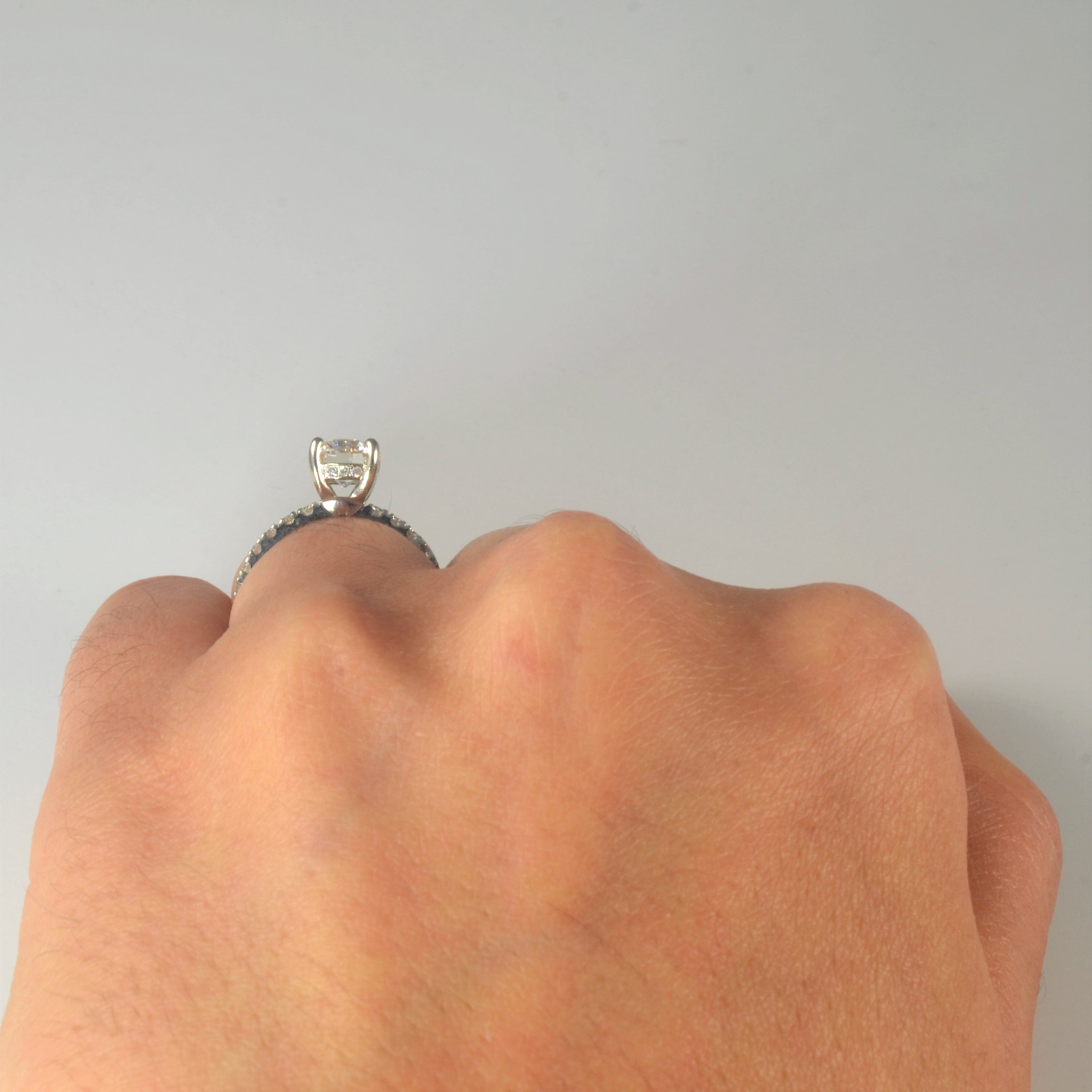 Pave Band Diamond Engagement Ring | 1.35ctw | SZ 4 |