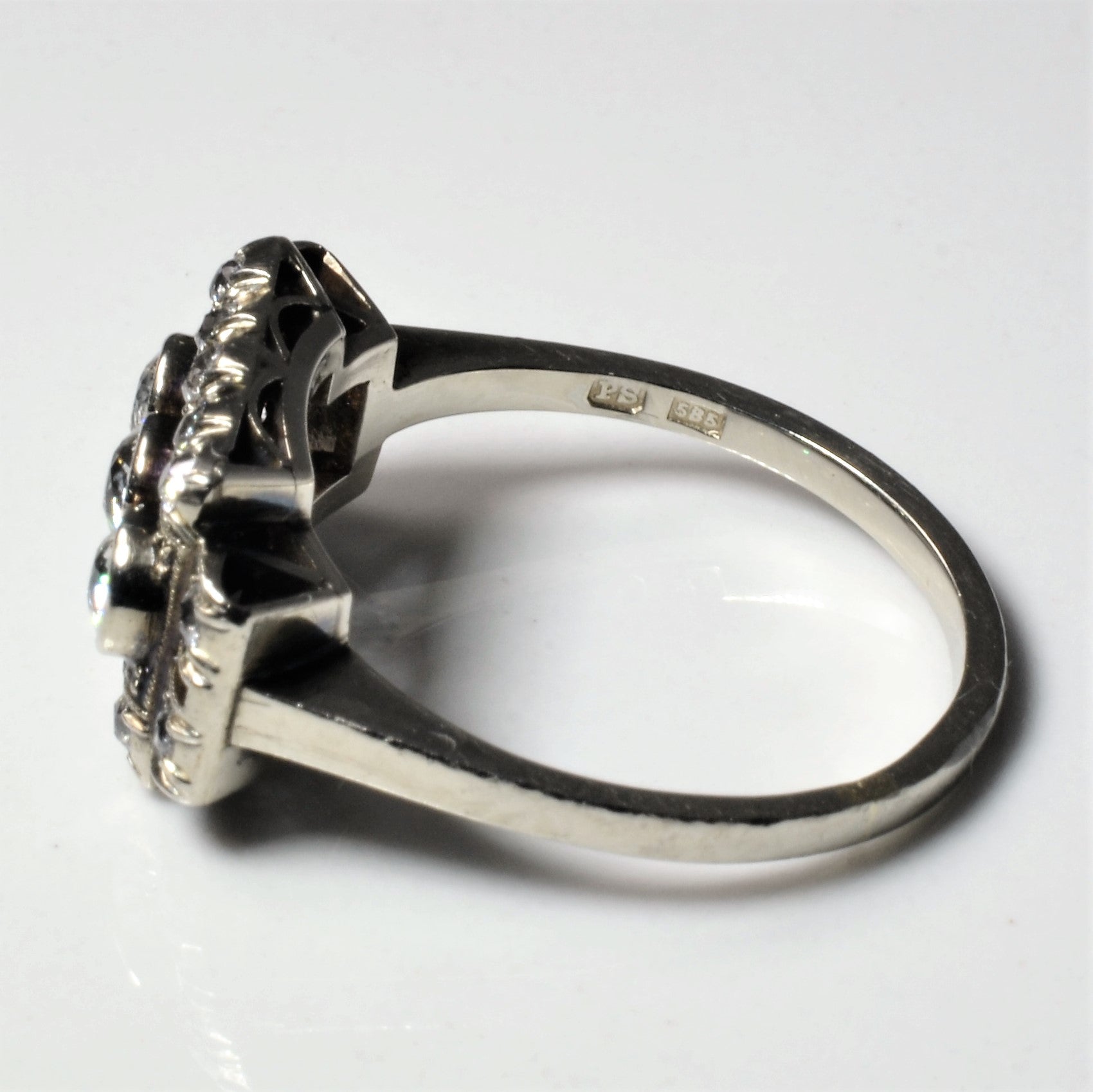 Bague cocktail élégante de style Art déco avec diamants | 0,99 ct | Taille 8,5 |