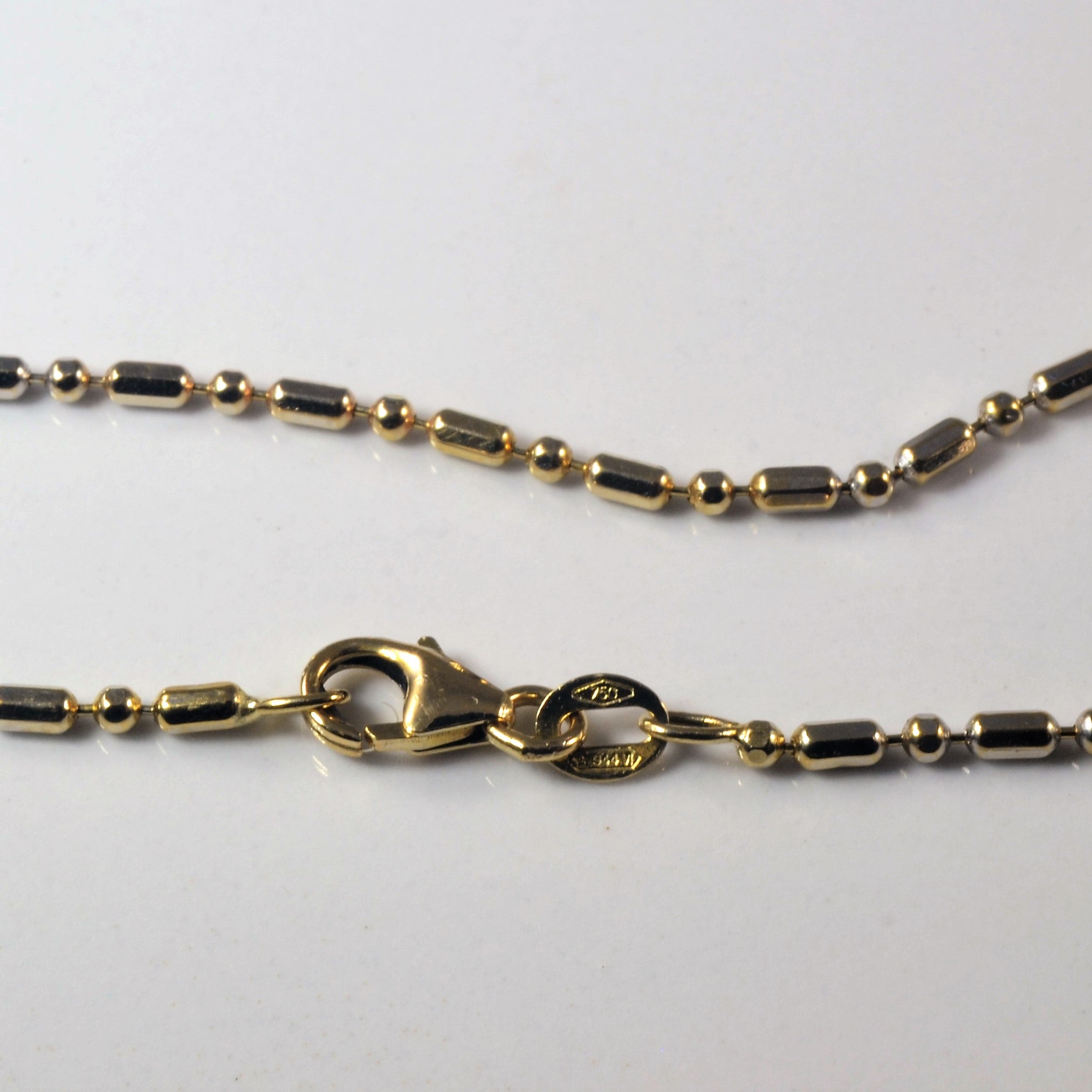 18k Two Tone Dot Dash Bead Chain | 18" |