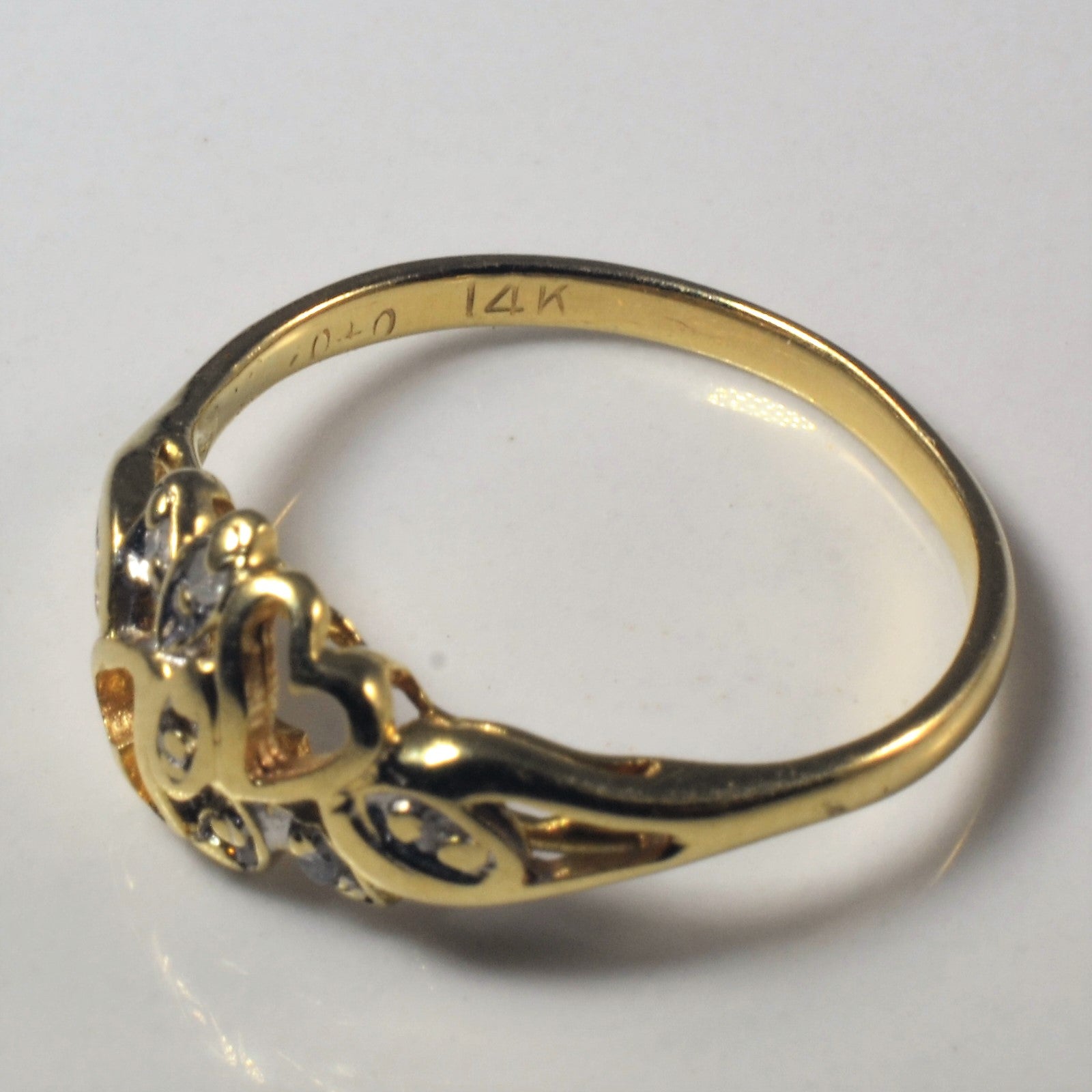 Floral Double Heart Bypass Ring | 0.02ctw | SZ 6.75 |