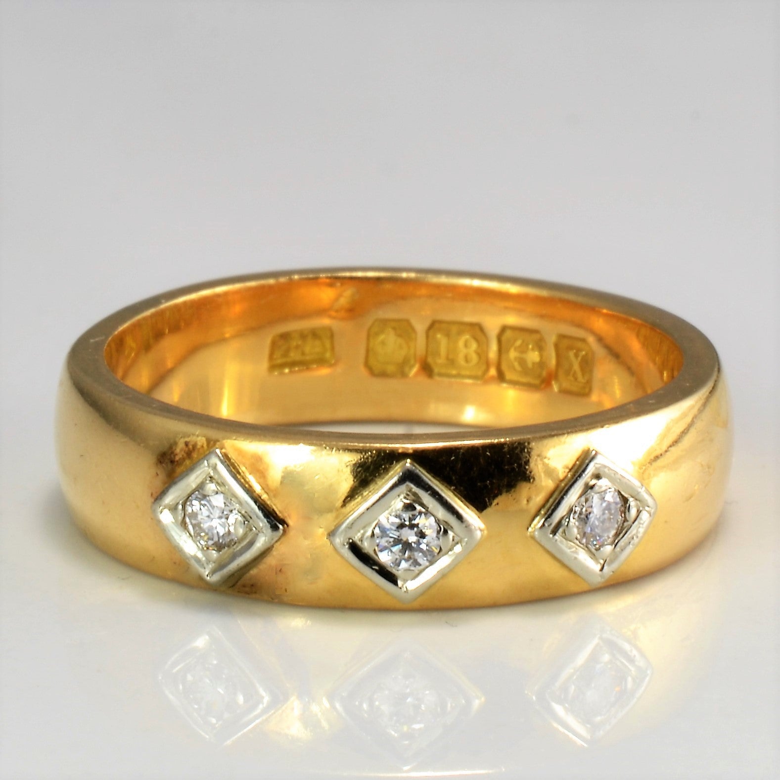 Art Deco Era Three Stone Band | 0.08ctw | SZ 8 |