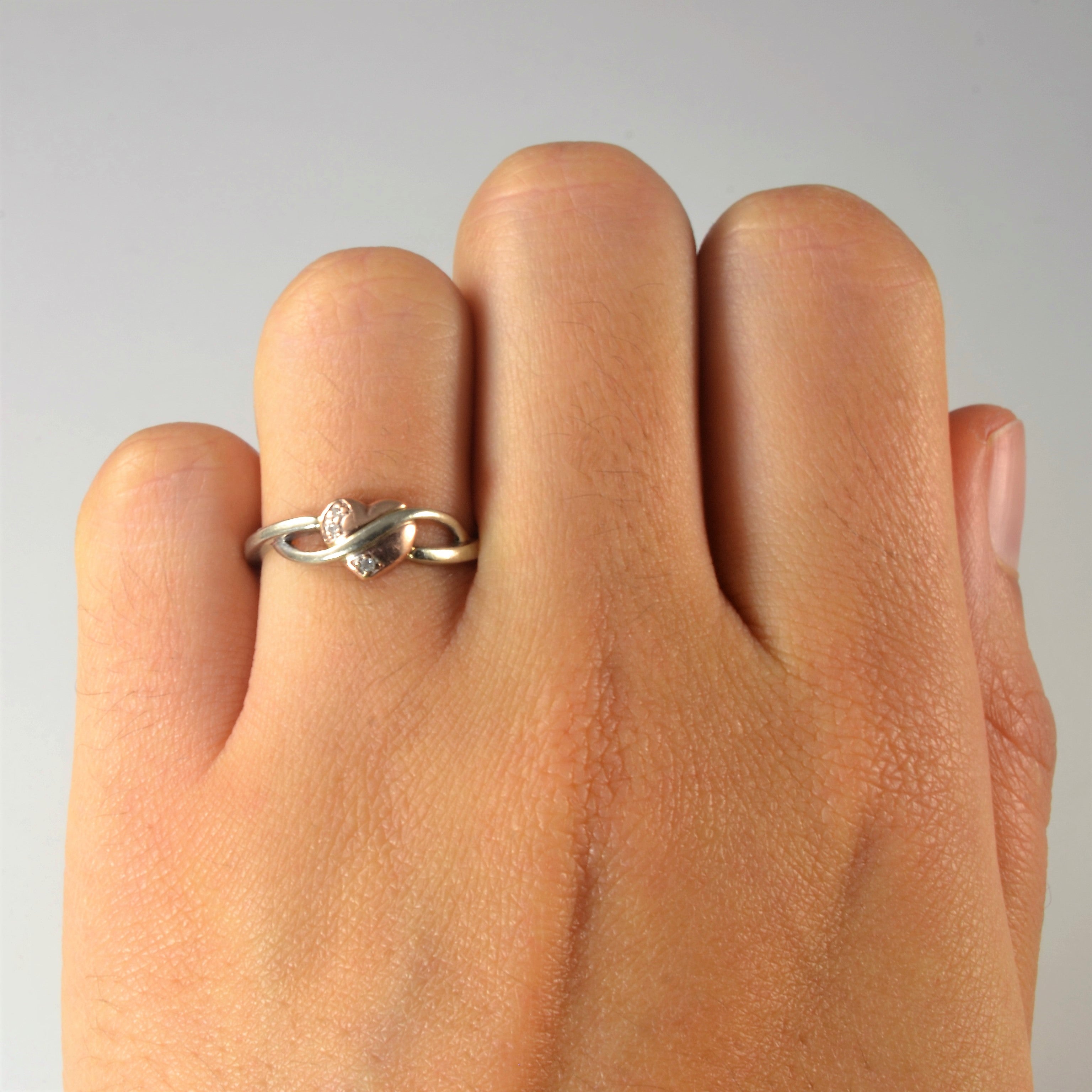 Two Tone Bypass Heart Promise Ring | 0.03ctw | SZ 6 |