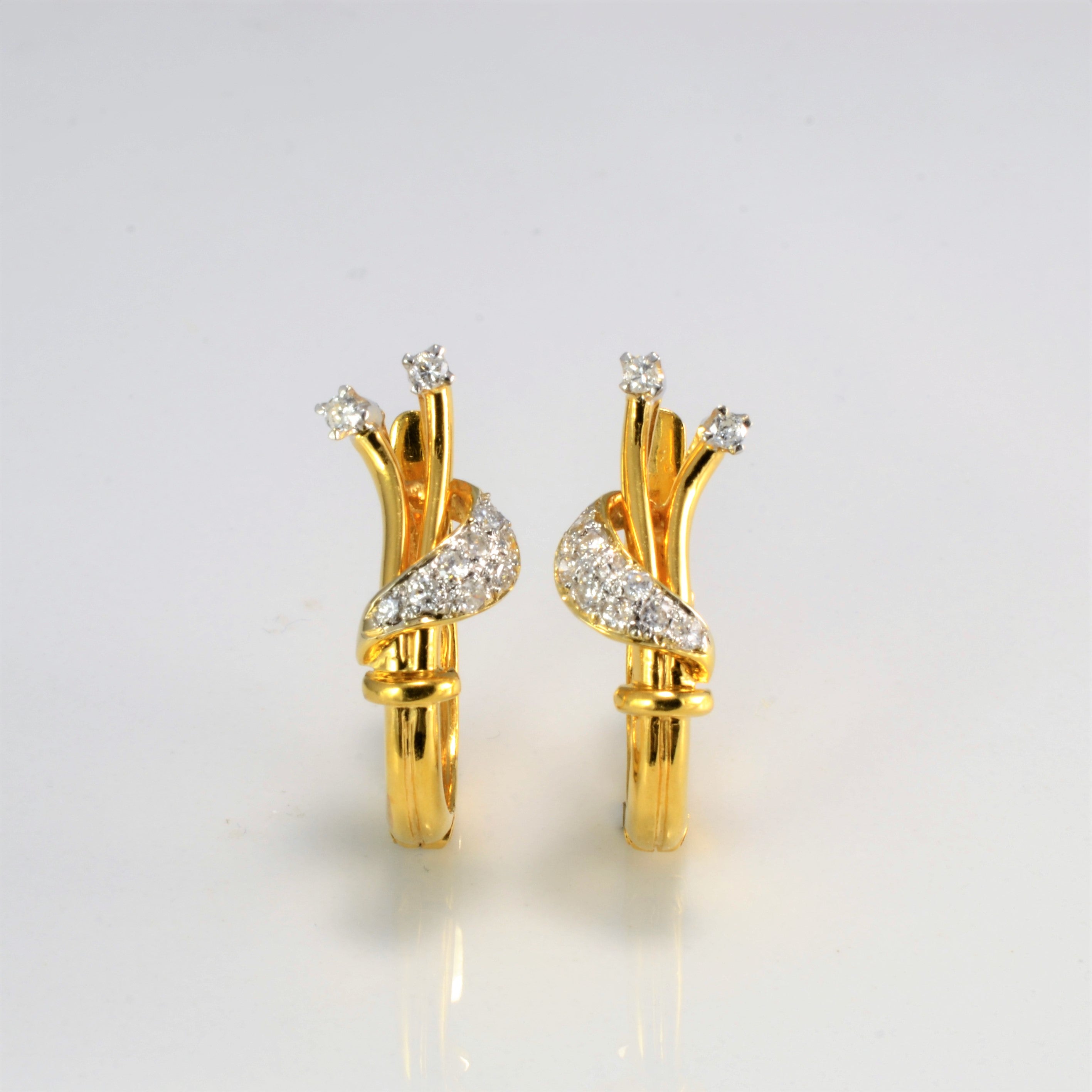 Diamond Twist Design Hoop Earrings | 0.40 ctw |