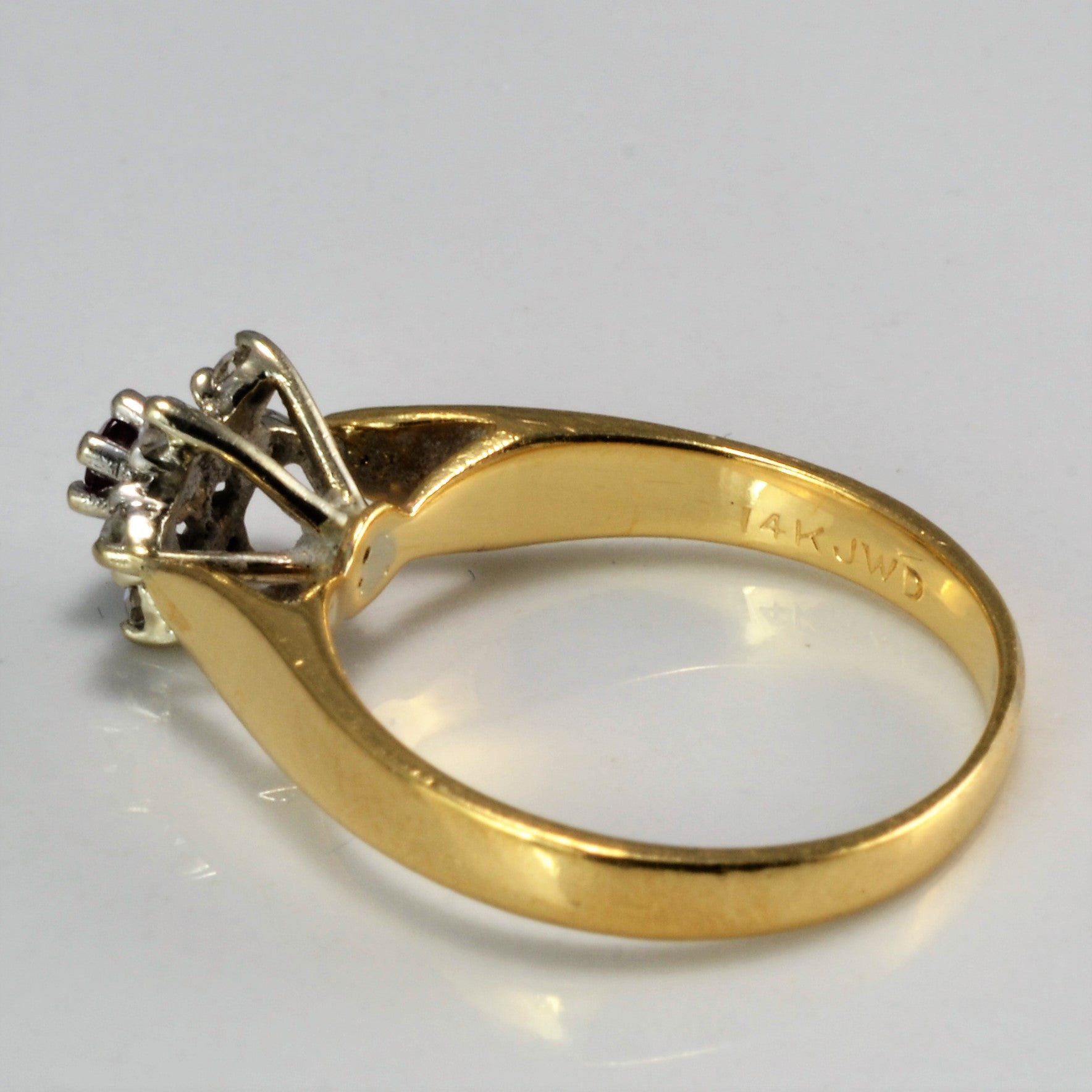 Ruby & Diamond Petal Cluster Ring | 0.60ct, 0.06 ctw | SZ 4.25 |