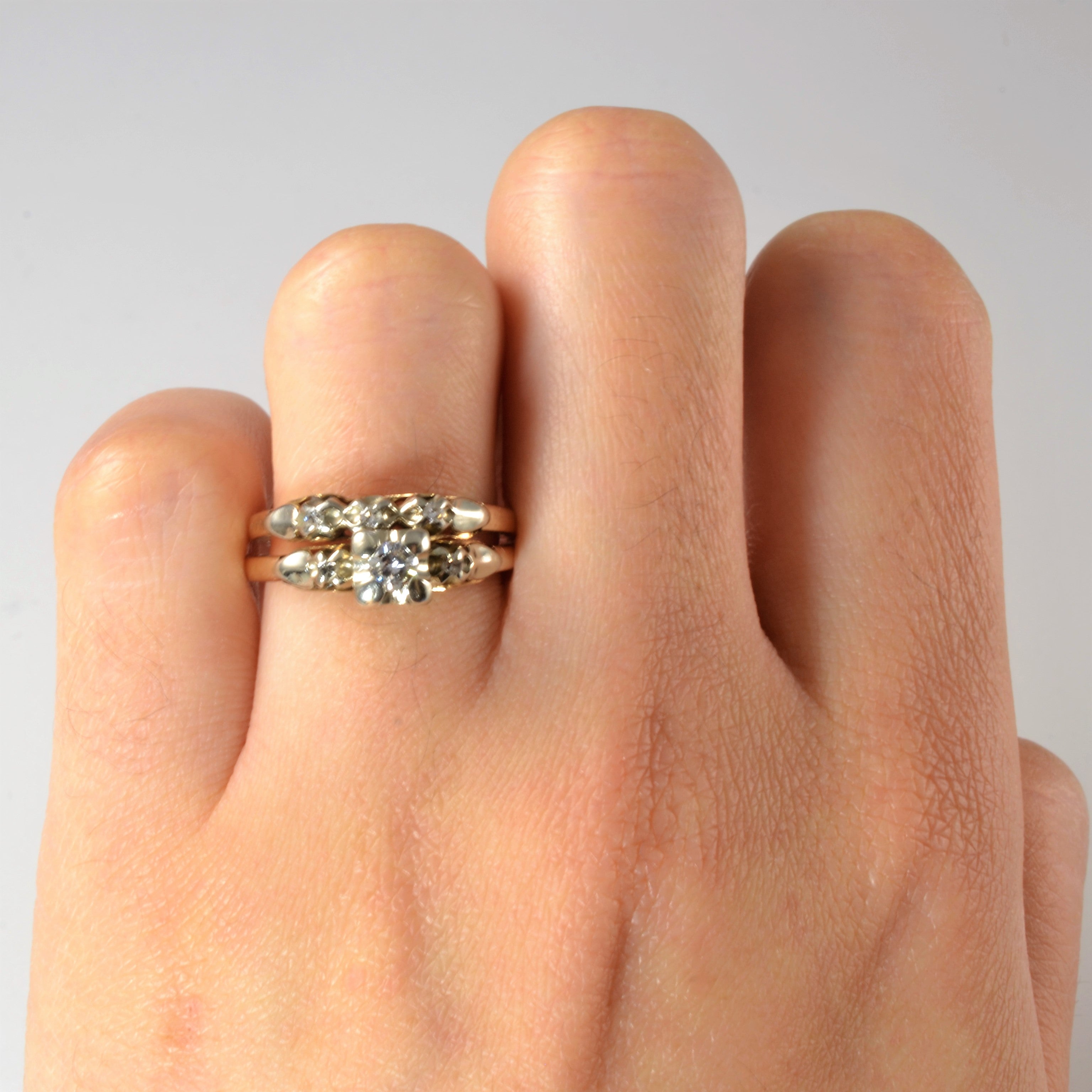 Retro Era Diamond Wedding Set | 0.20ctw | SZ 6.5 |
