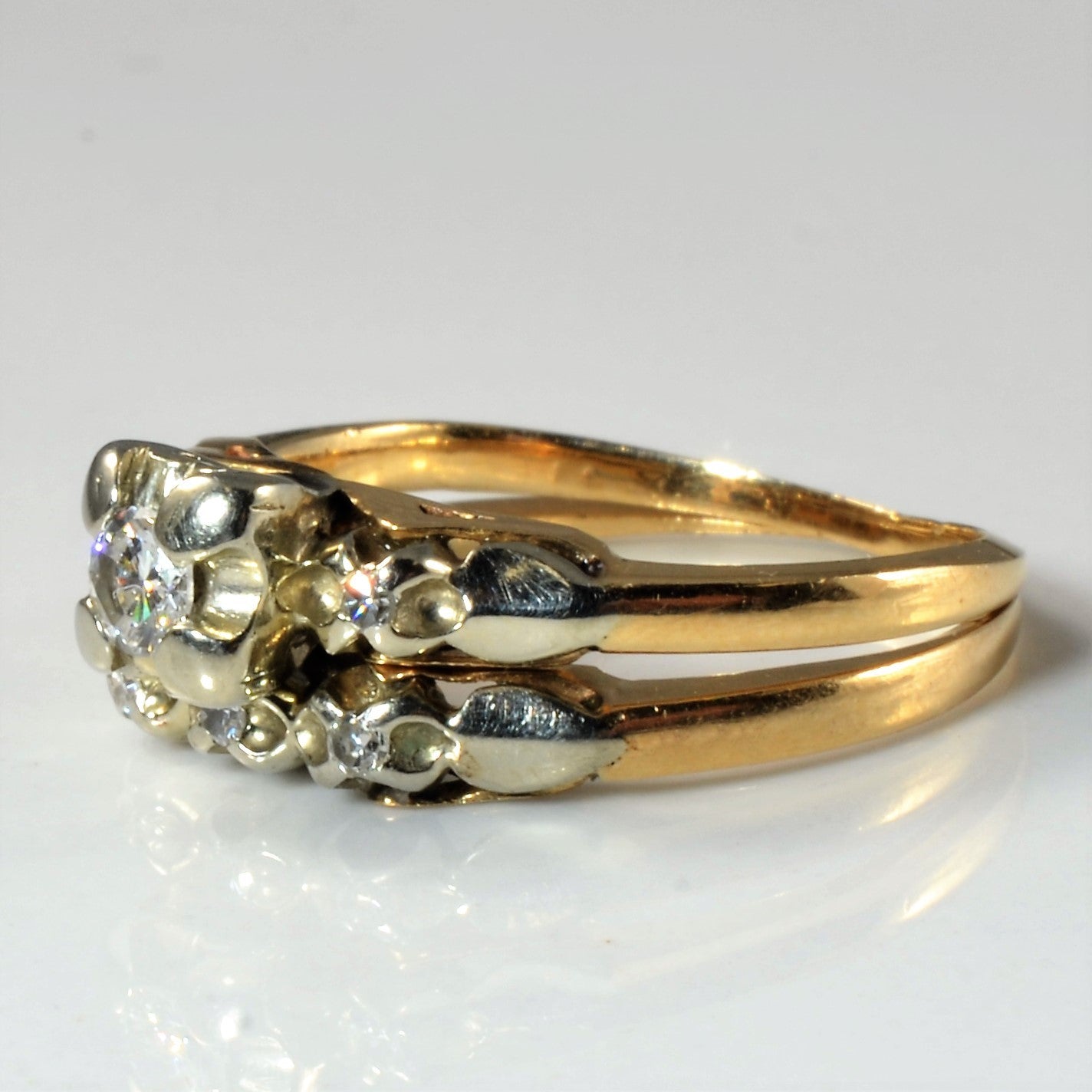 Retro Era Diamond Wedding Set | 0.20ctw | SZ 6.5 |