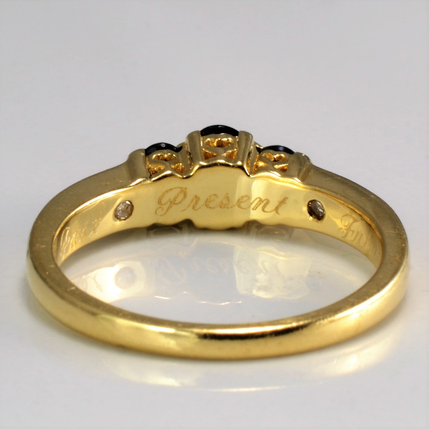 Three Stone Sapphire & Diamond Ring | 0.68ctw, 0.10 ctw | SZ 7.25