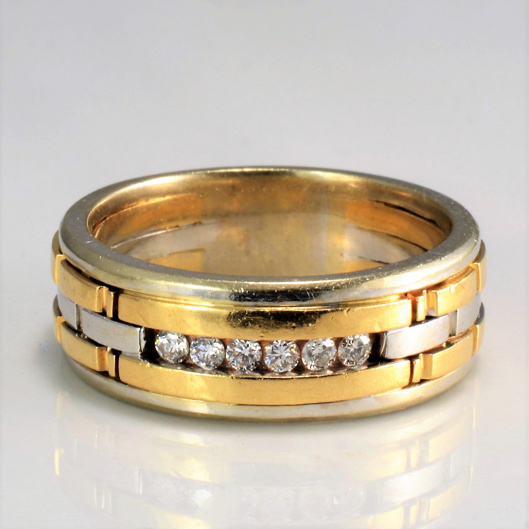 Stacked Two Tone Gold Diamond Band | 0.18ctw | SZ 10.25 |