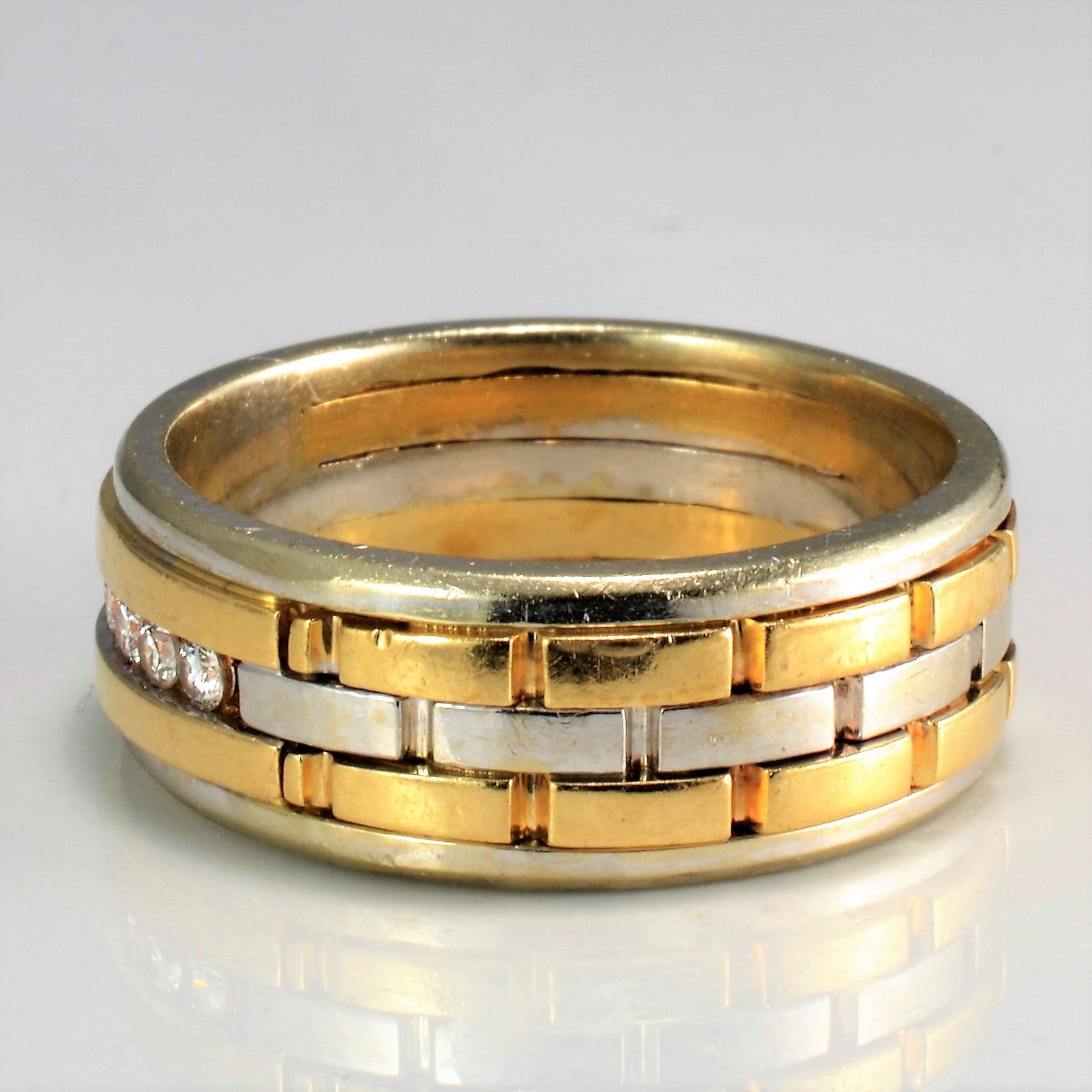 Stacked Two Tone Gold Diamond Band | 0.18ctw | SZ 10.25 |