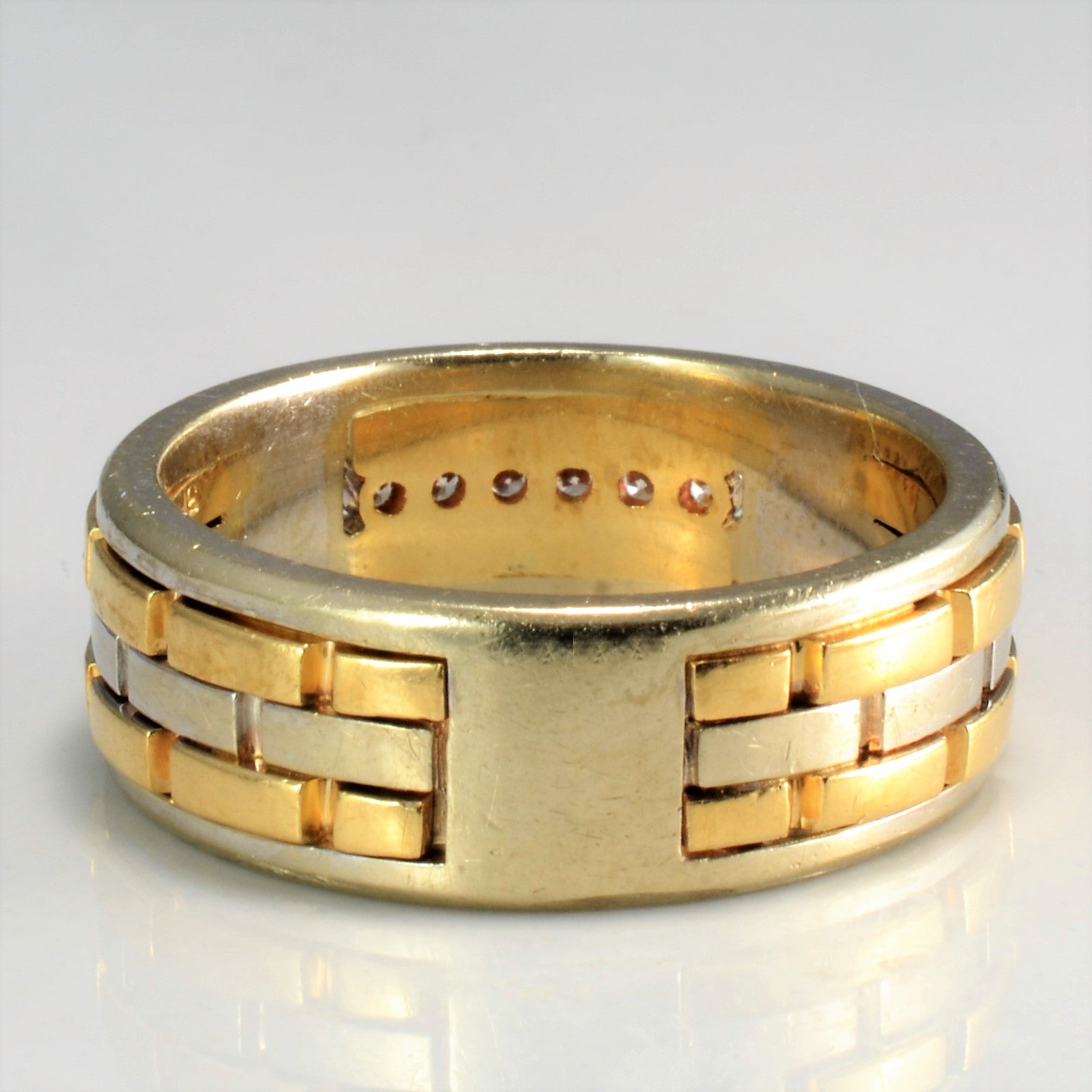 Stacked Two Tone Gold Diamond Band | 0.18ctw | SZ 10.25 |