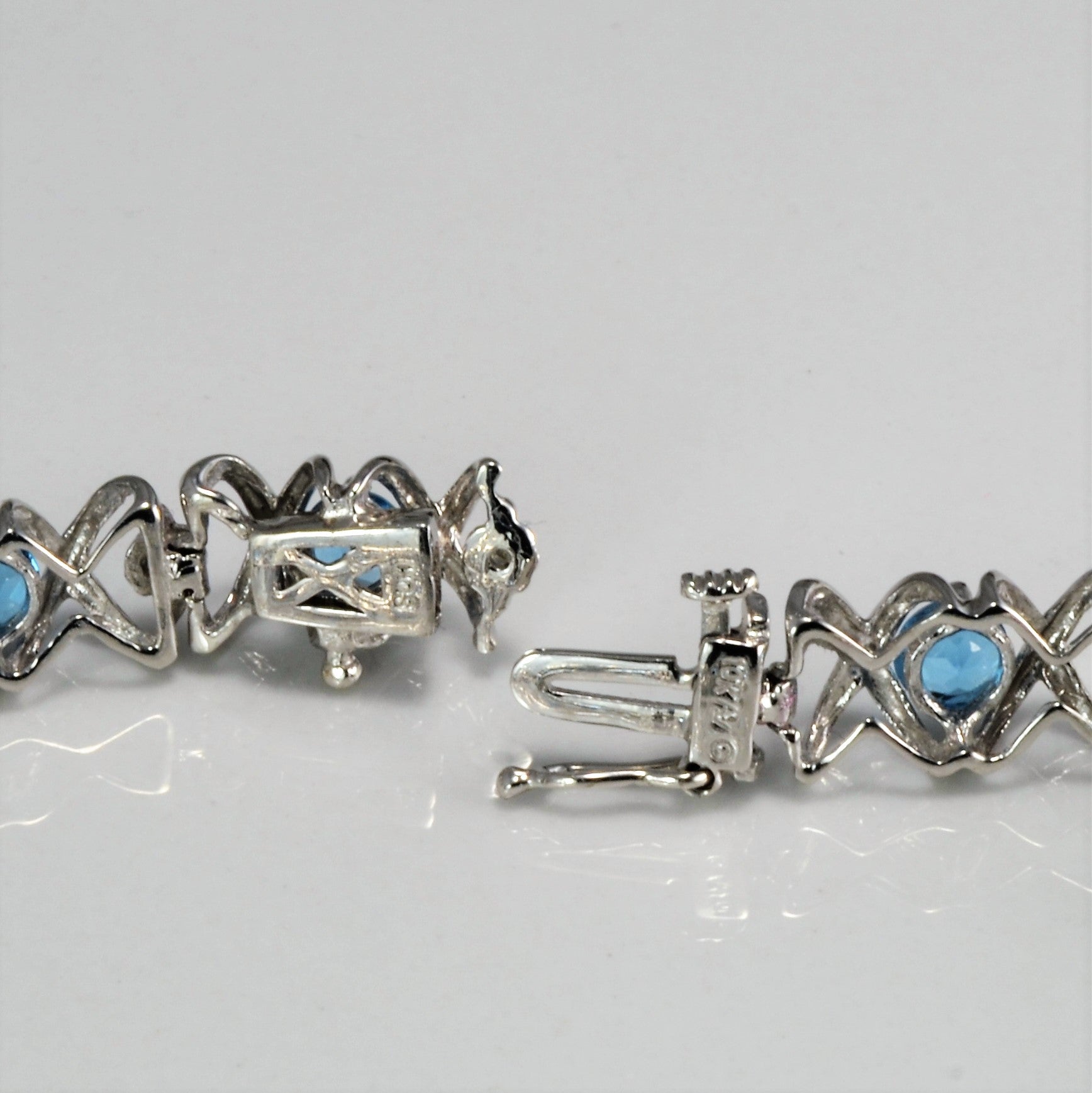 Topaz & Diamond Chain Bracelet | 0.03 ctw, 7.5''|
