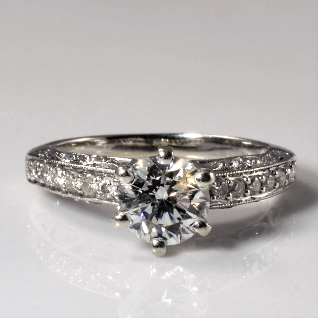 Scalloped Shank Diamond Engagement Ring | 1.20ctw | SZ 5.25 |