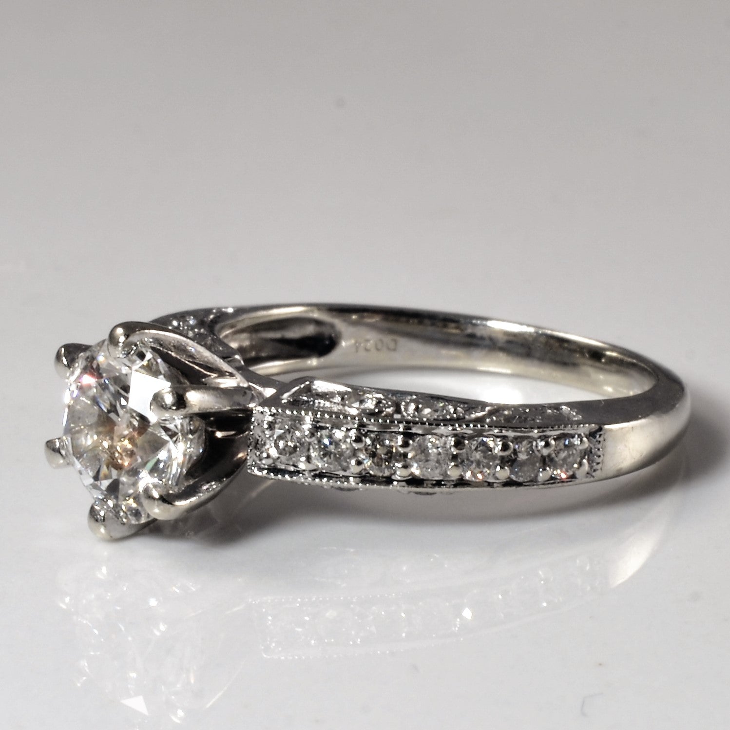 Scalloped Shank Diamond Engagement Ring | 1.20ctw | SZ 5.25 |