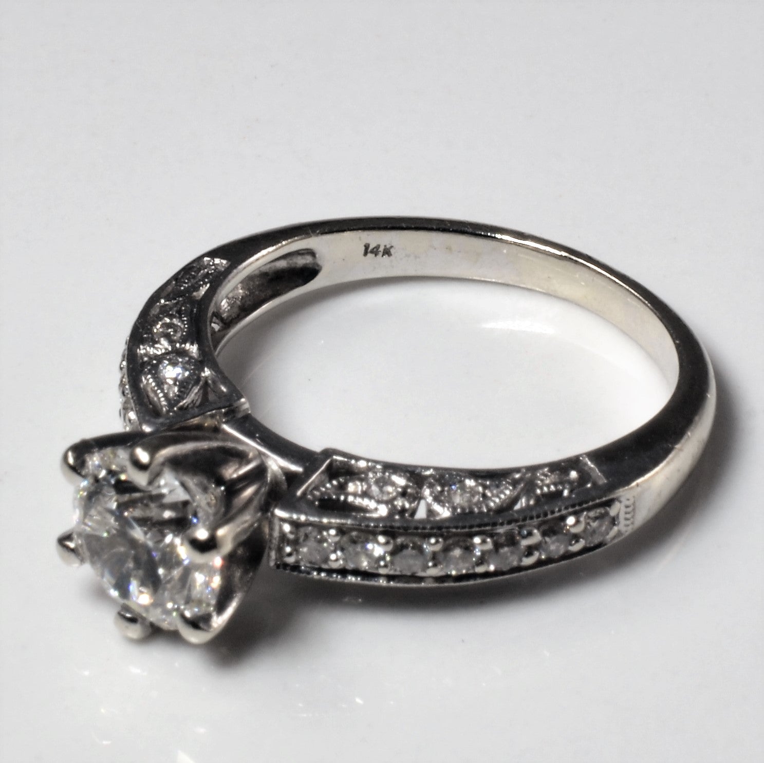 Scalloped Shank Diamond Engagement Ring | 1.20ctw | SZ 5.25 |