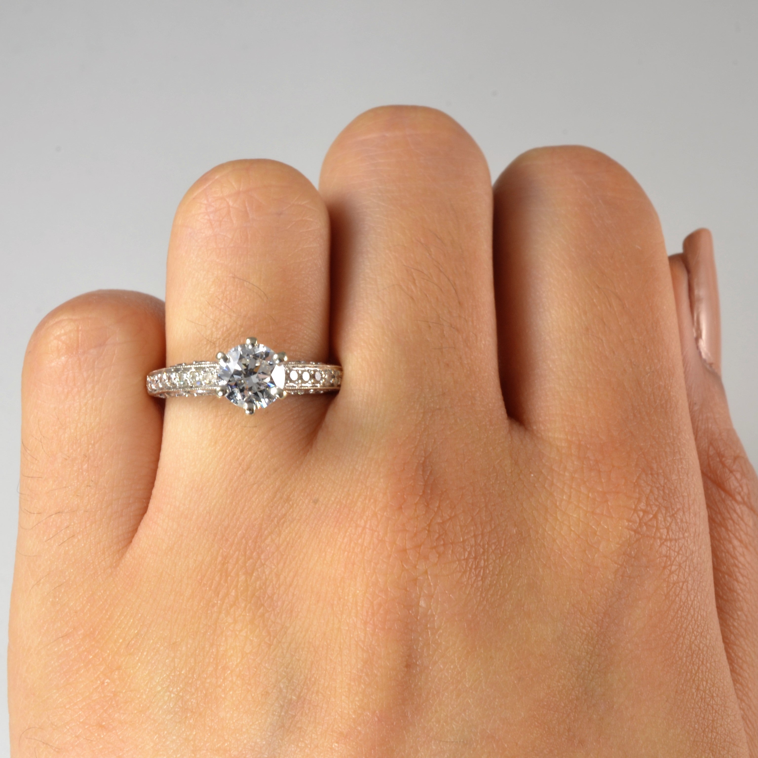 Scalloped Shank Diamond Engagement Ring | 1.20ctw | SZ 5.25 |