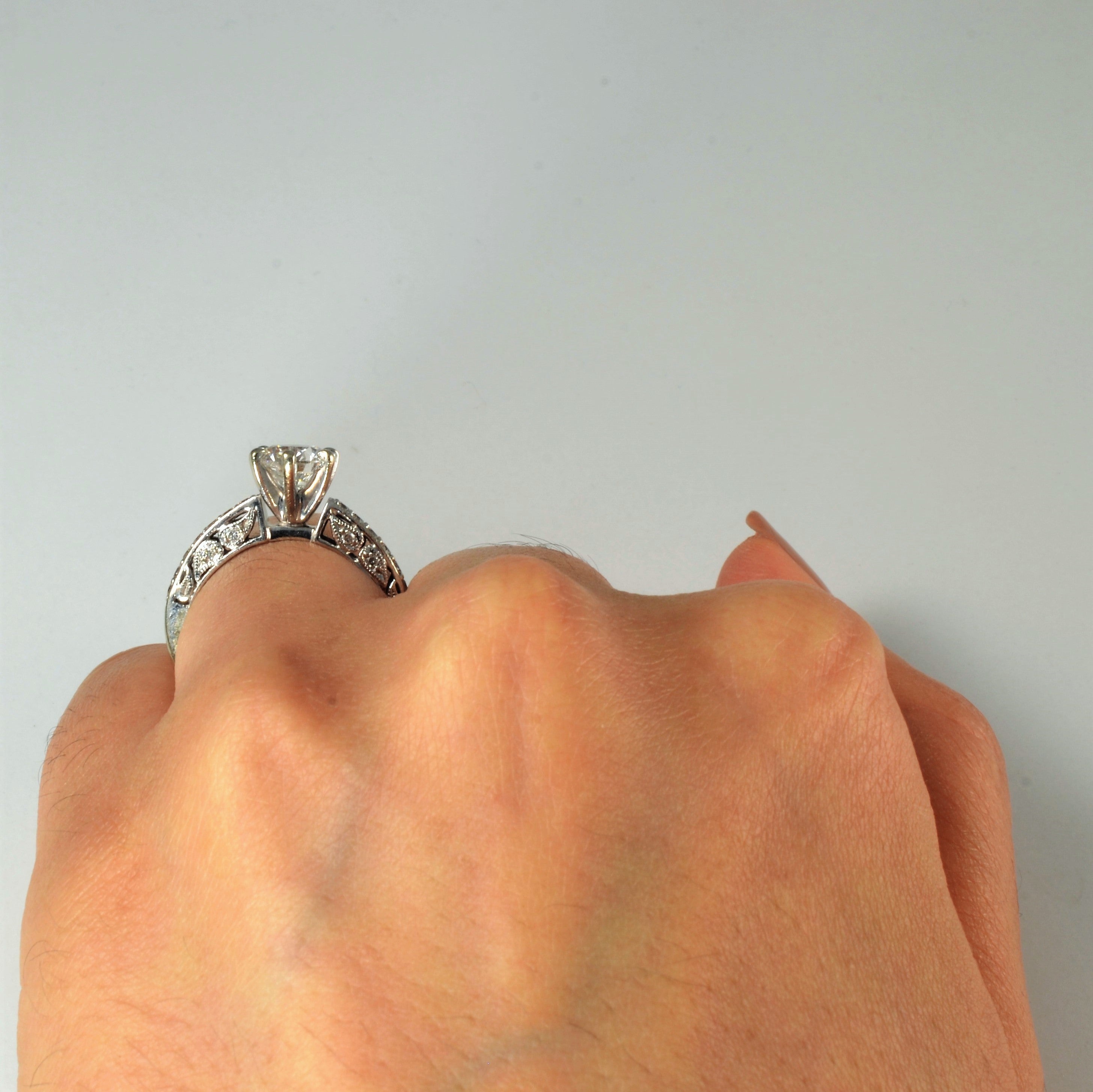 Scalloped Shank Diamond Engagement Ring | 1.20ctw | SZ 5.25 |