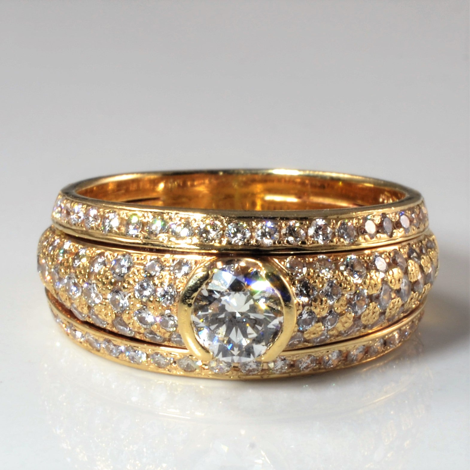 Soldered Pave Diamond Three Band Wedding Set | 1.44ctw | SZ 8 |
