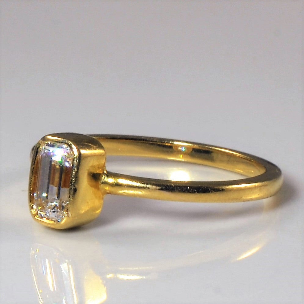 Bague solitaire en diamant taille émeraude | 0,46 ct | Taille 4,25 |