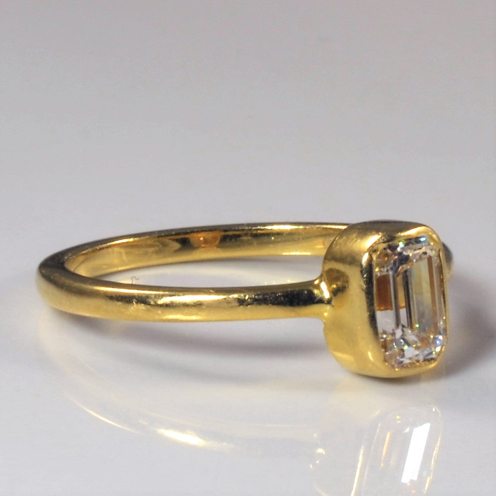 Bague solitaire en diamant taille émeraude | 0,46 ct | Taille 4,25 |